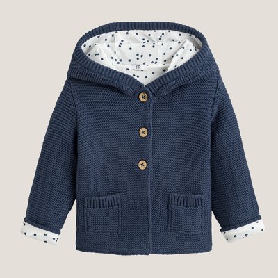 Organic Cotton Hooded Cardigan with Button Fastening LA REDOUTE COLLECTIONS