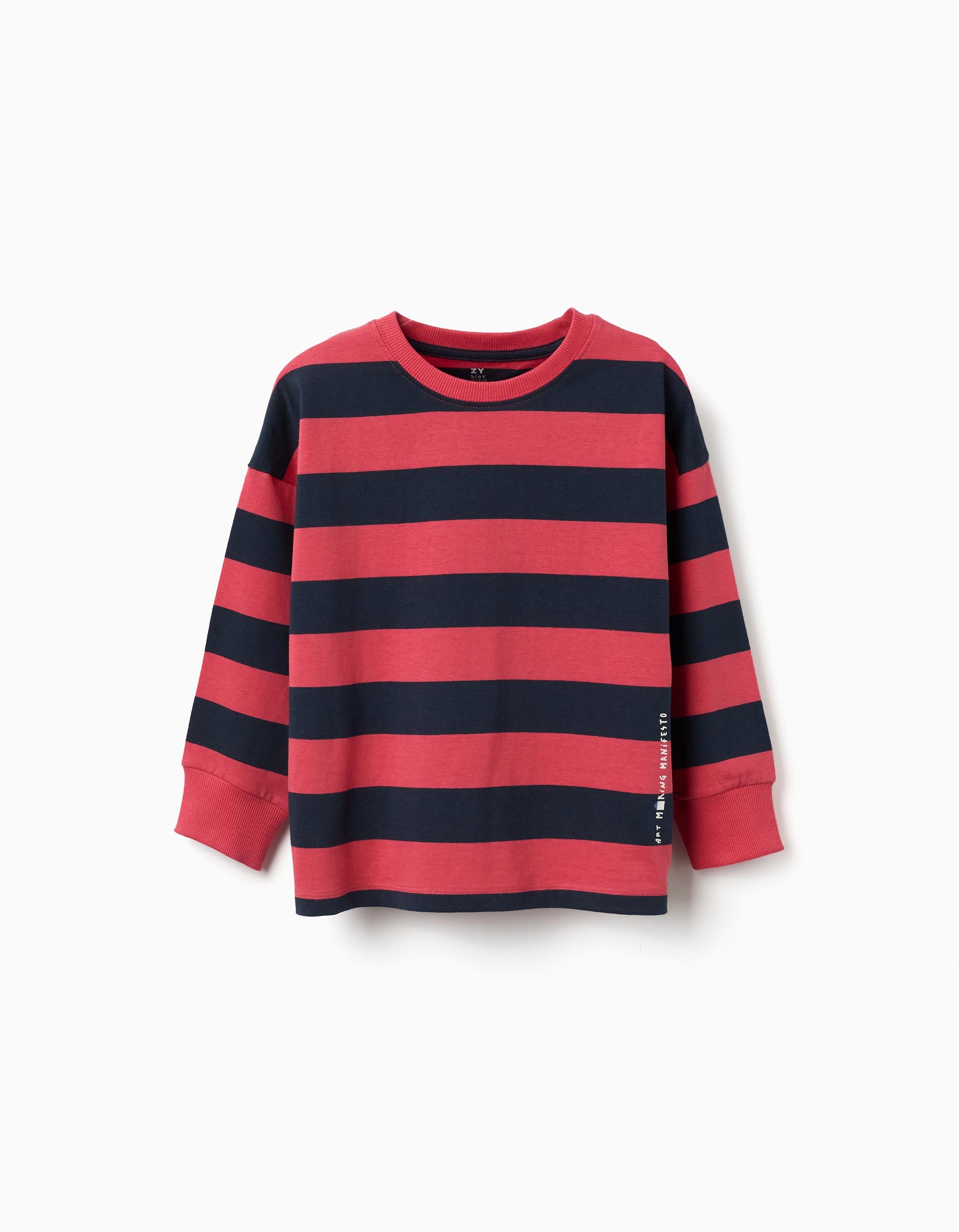 T-shirt à manches longues en coton à rayures et imprimé, ZIPPY