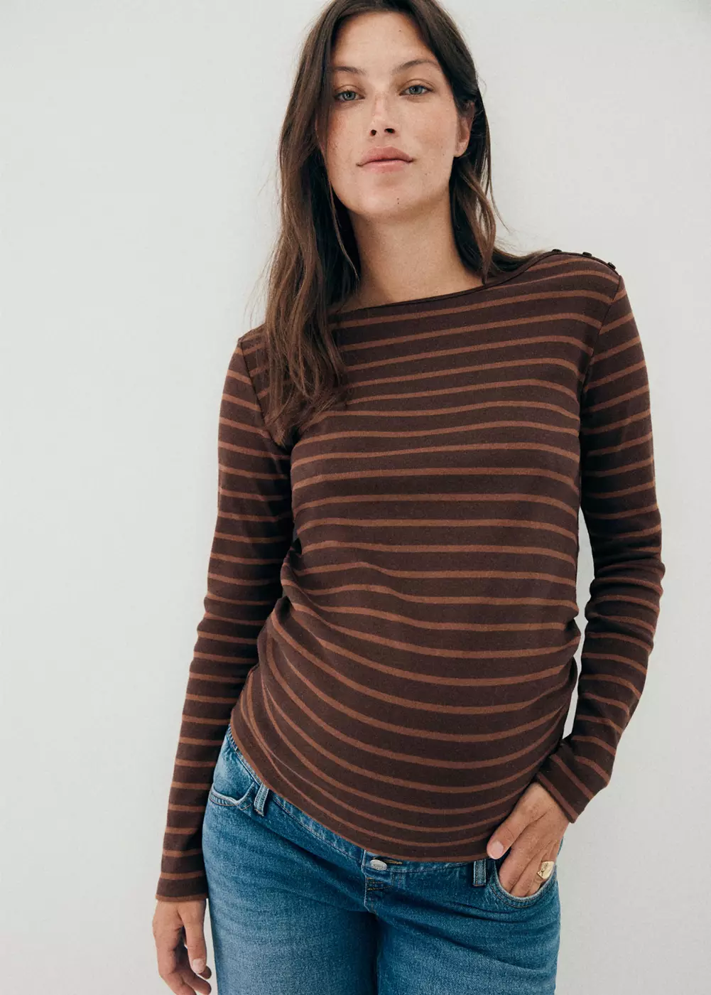 T-shirt rayures col bateau, MANGO
