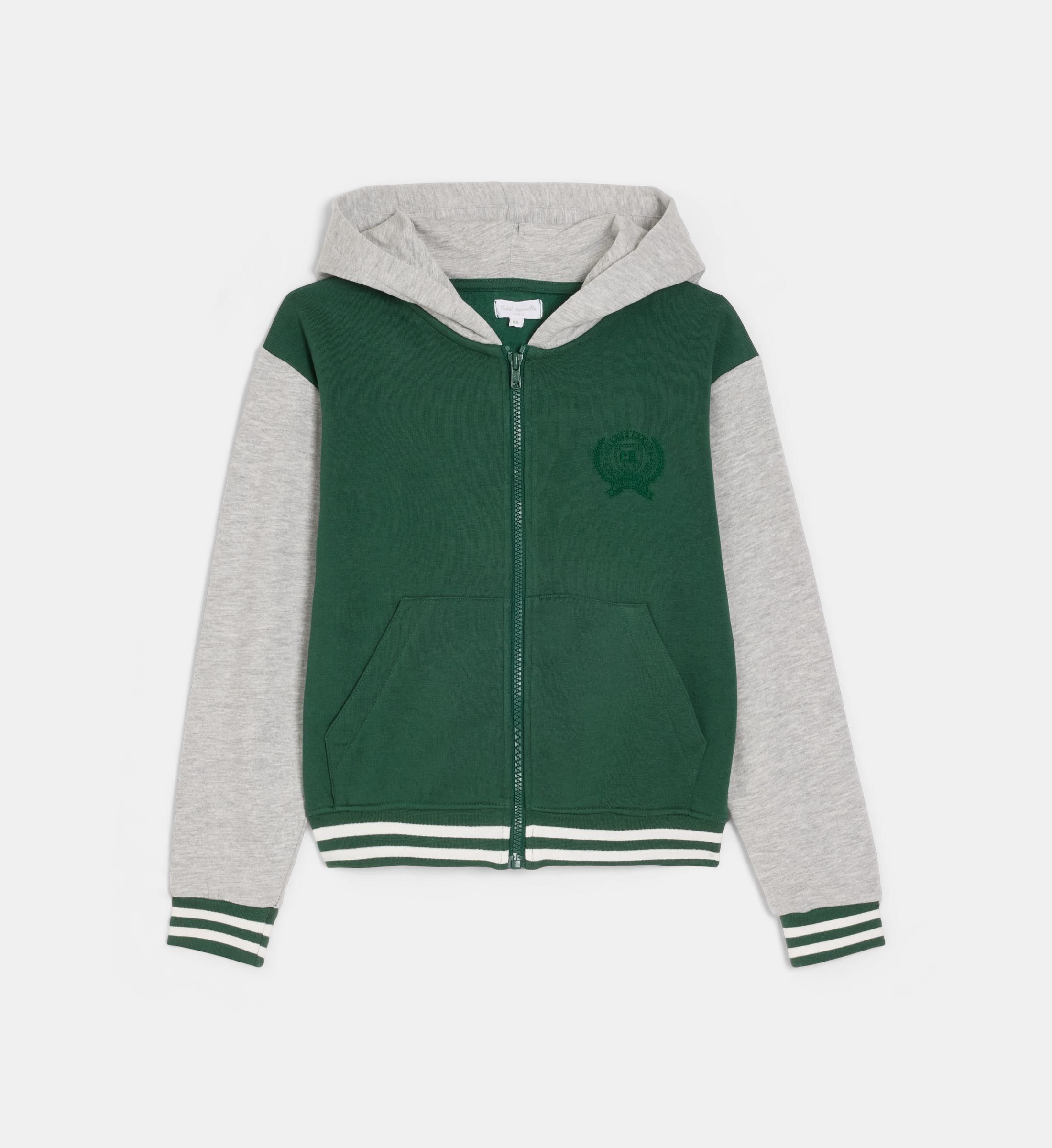 Sweat zippé à capuche bicolore coton, CADET ROUSSELLE