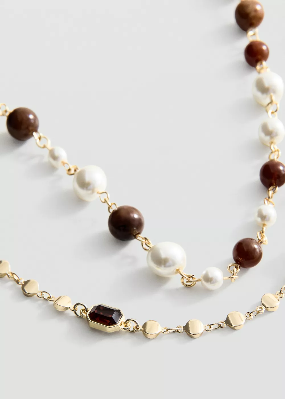 Pack 2 colliers avec perles combinées, MANGO