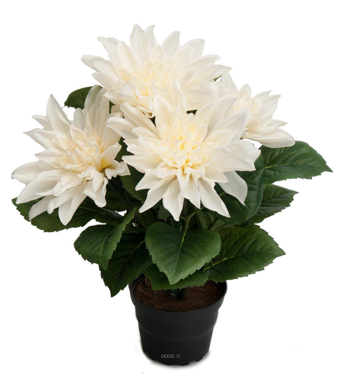 Dalhia commun artificiel en pot, 5 fleurs, ARTIFICIELLES