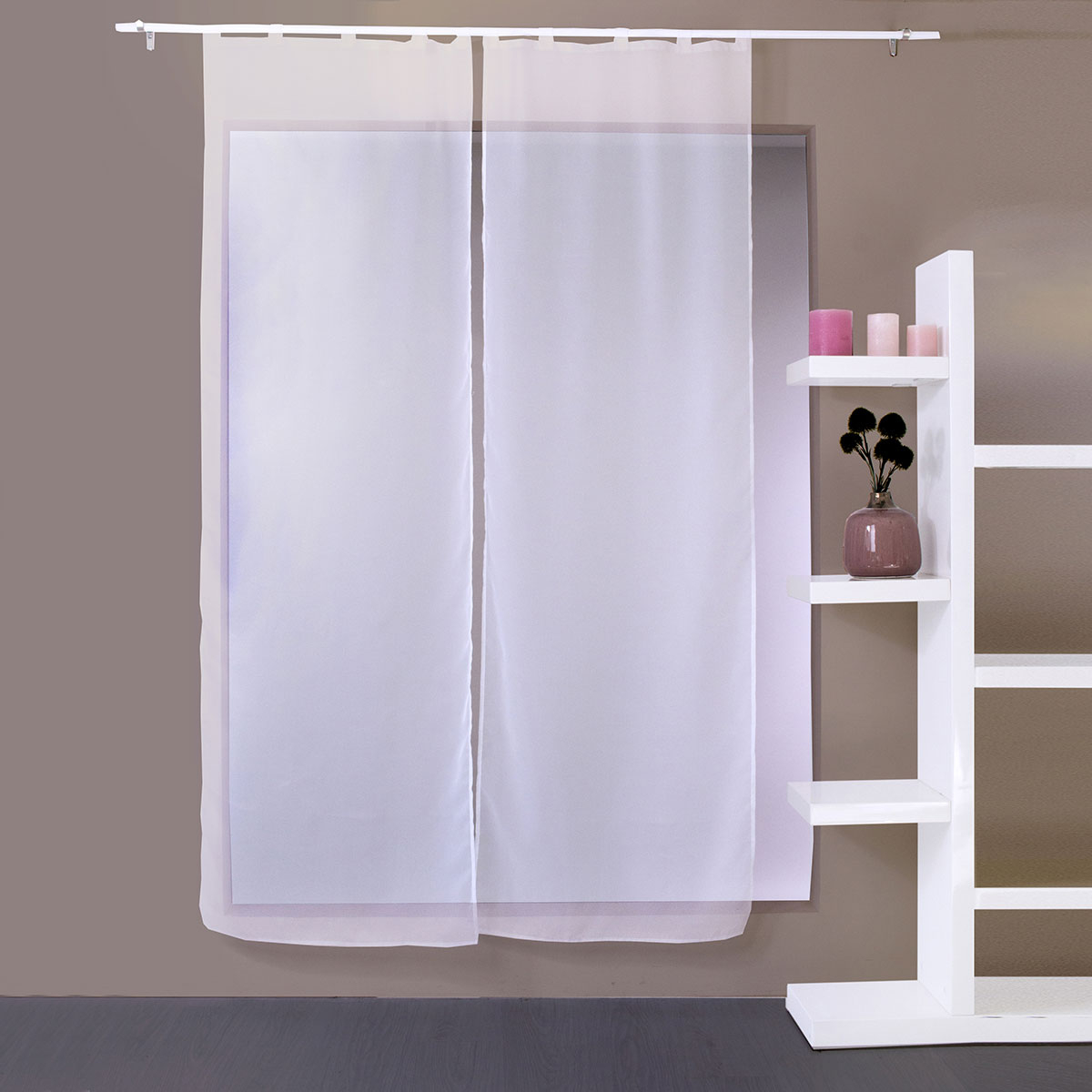 Paire de petits voilages droits à 5 passants, HOME MAISON