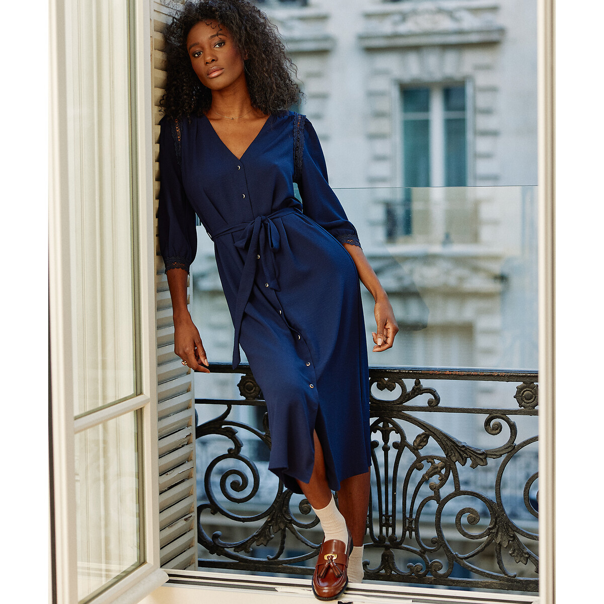 Petite navy hot sale midi dress