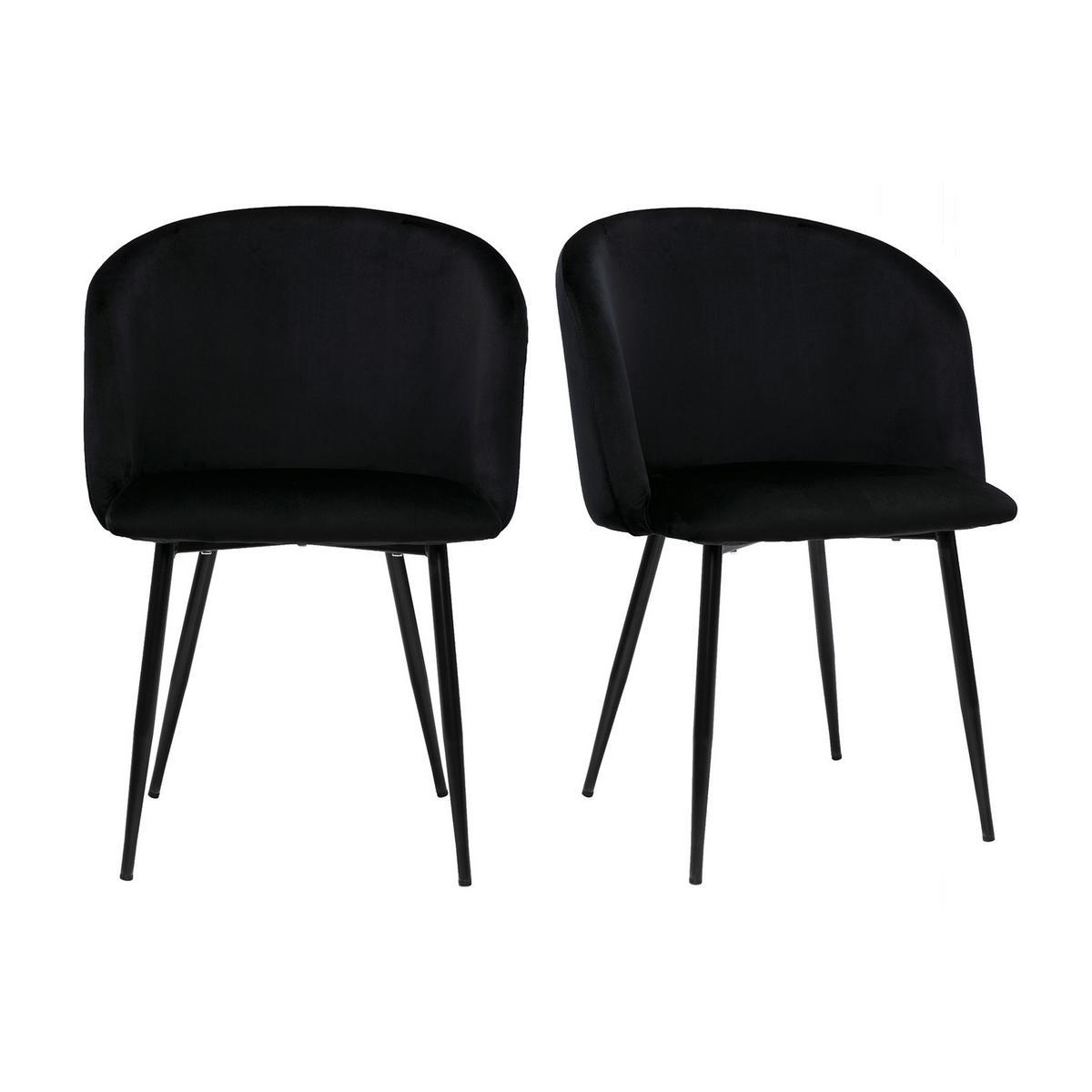 Chaises design en tissu velours et métal noir (lot de 2) VANITY, MILIBOO
