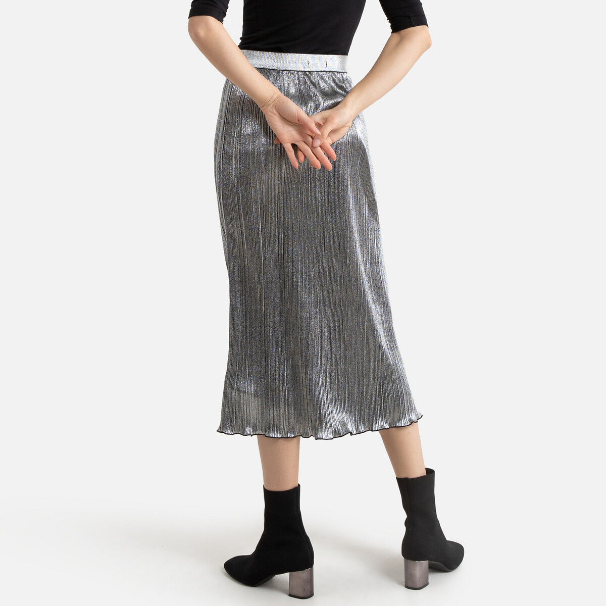 river island metallic pleated skirt