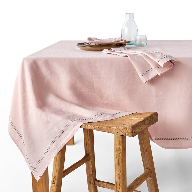 Tischdecke aus gewaschenem Leinen, Makan rosa veneto <span itemprop=
