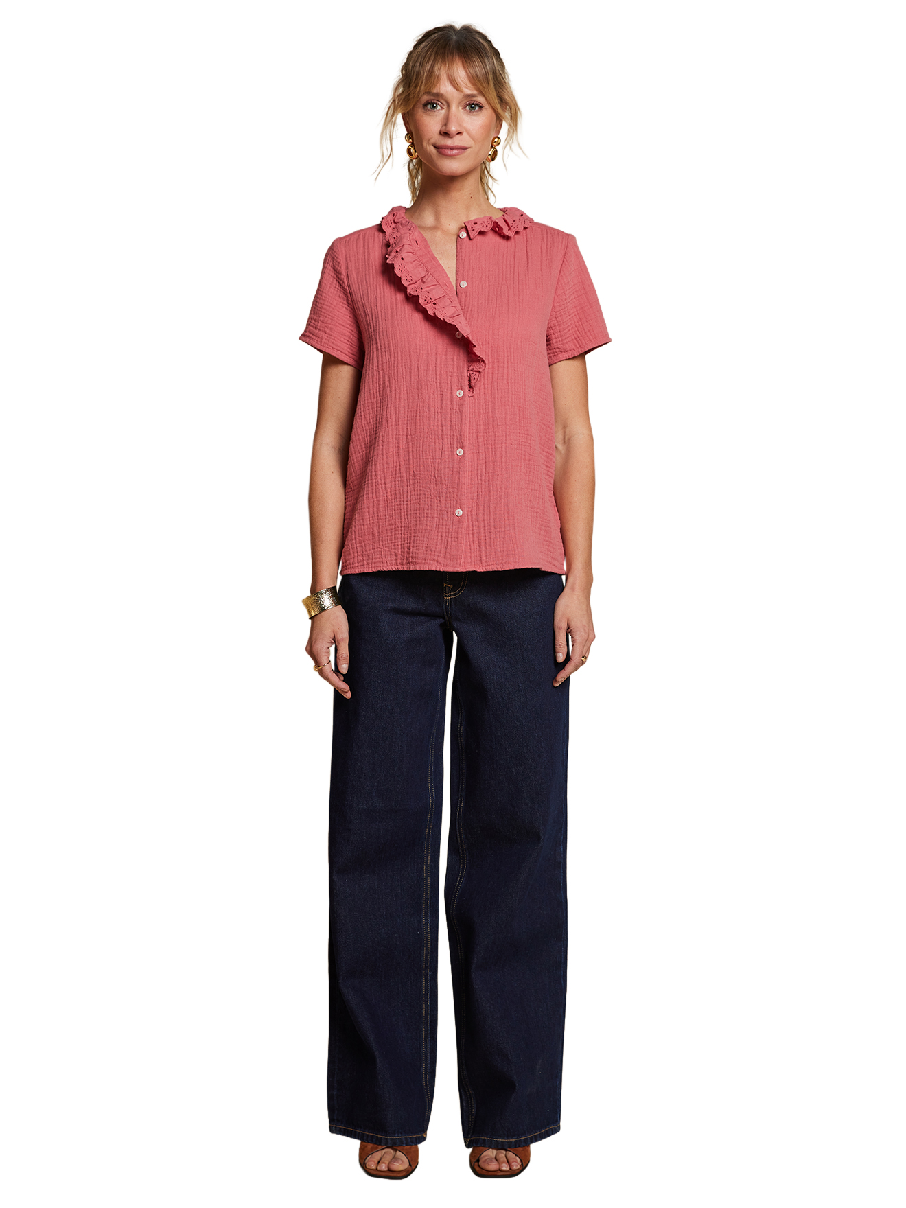 Blouse volant gaze Capsule mère-, ENVIE DE FRAISE