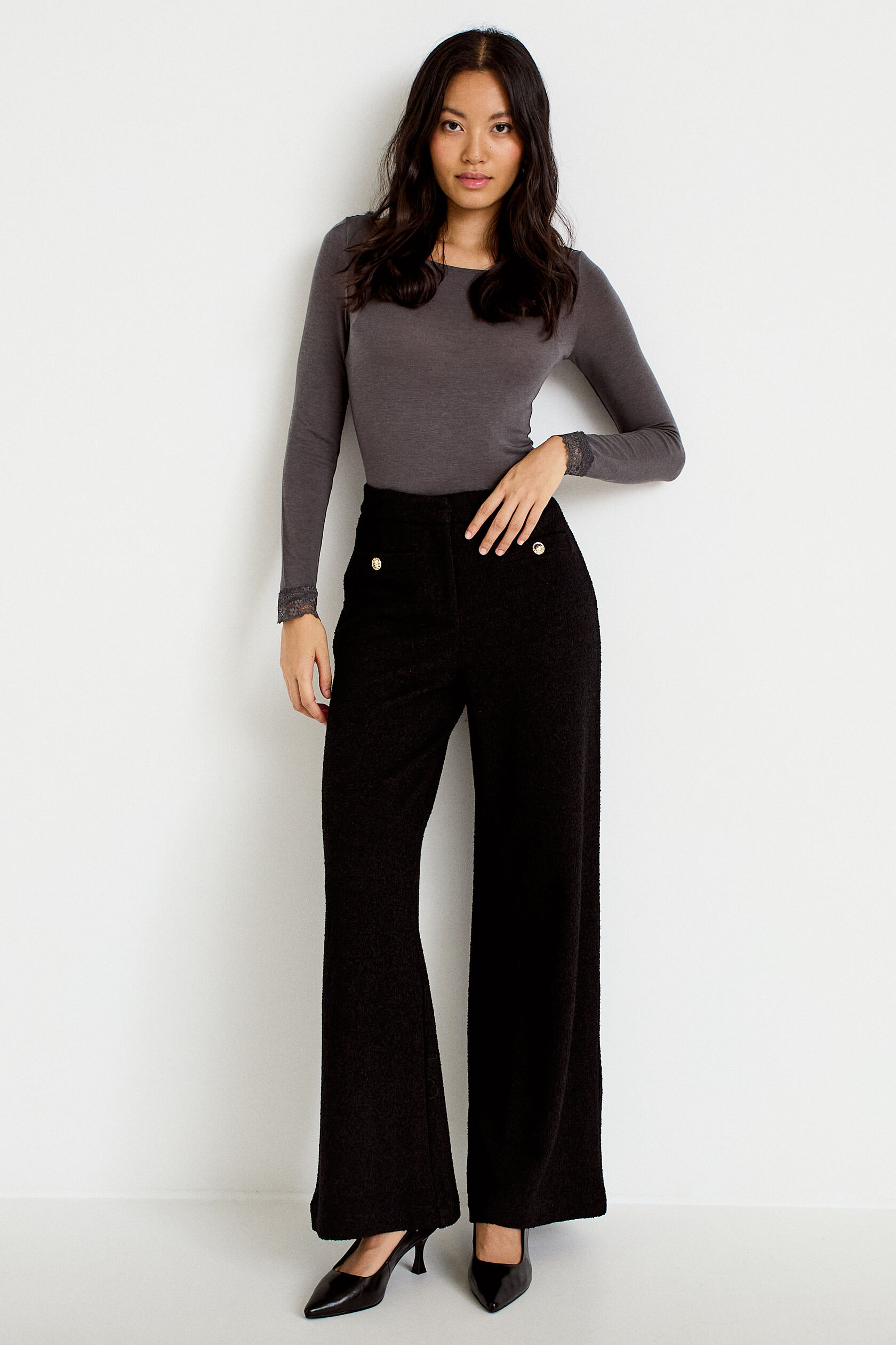 Pantalon bootcut en tweed, CACHE CACHE