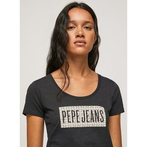Logo print cotton t-shirt with short sleeves black Pepe Jeans | La Redoute