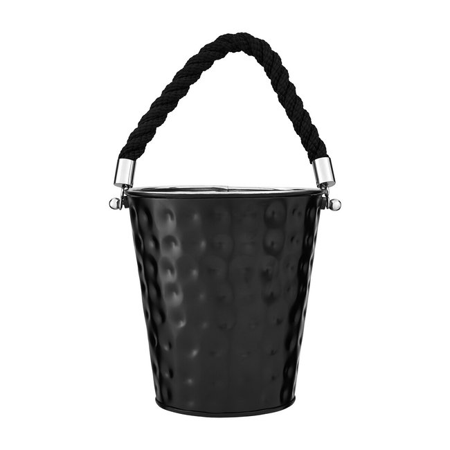 Medium Party Bucket in Black Hammered Effect, black, SO'HOME