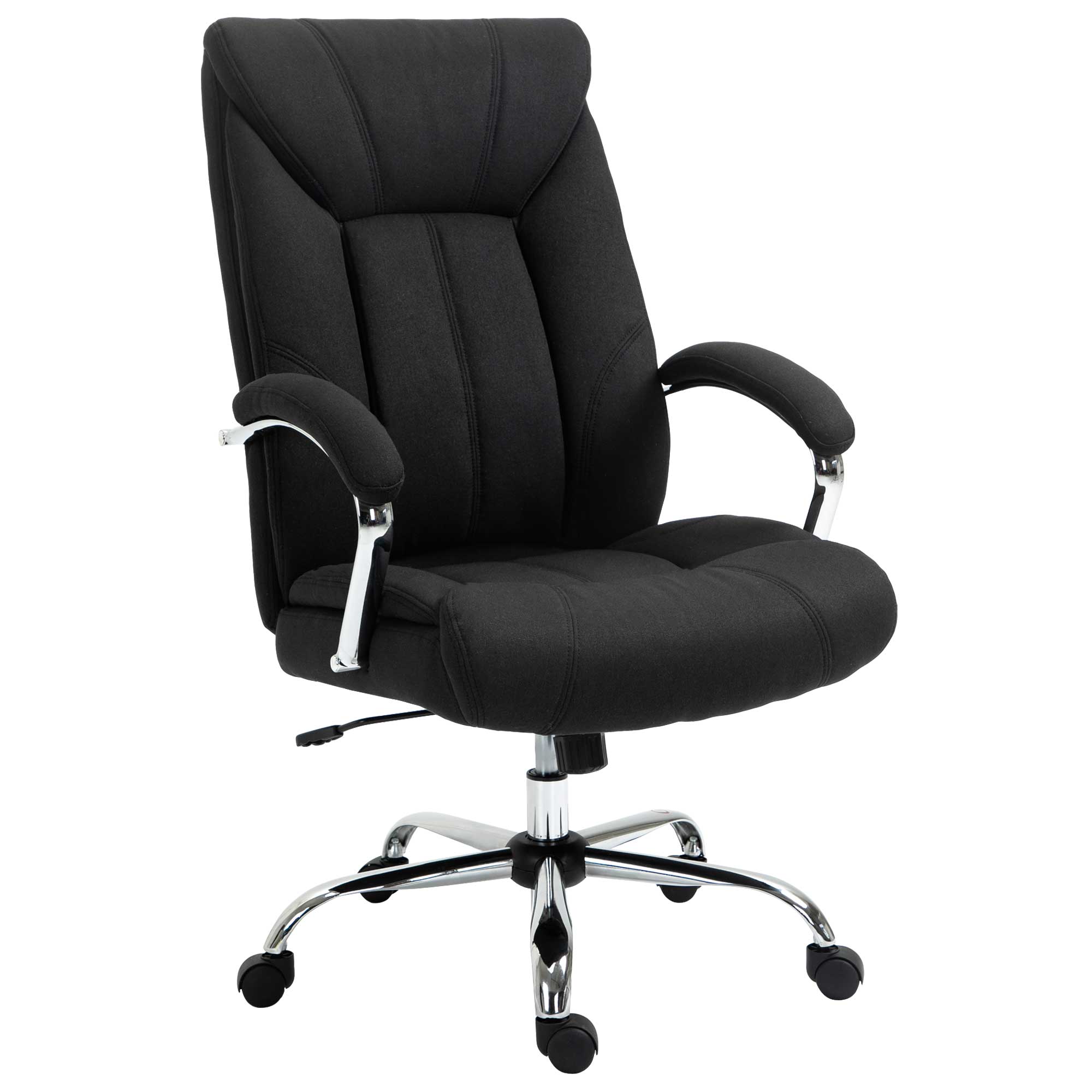 Chaise de bureau Lin (100% polyester) Noir, HOMCOM
