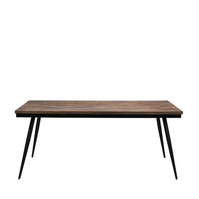 Table à manger en métal et teck recyclé 160x90cm bois foncé / noir - RANGGO DRAWER