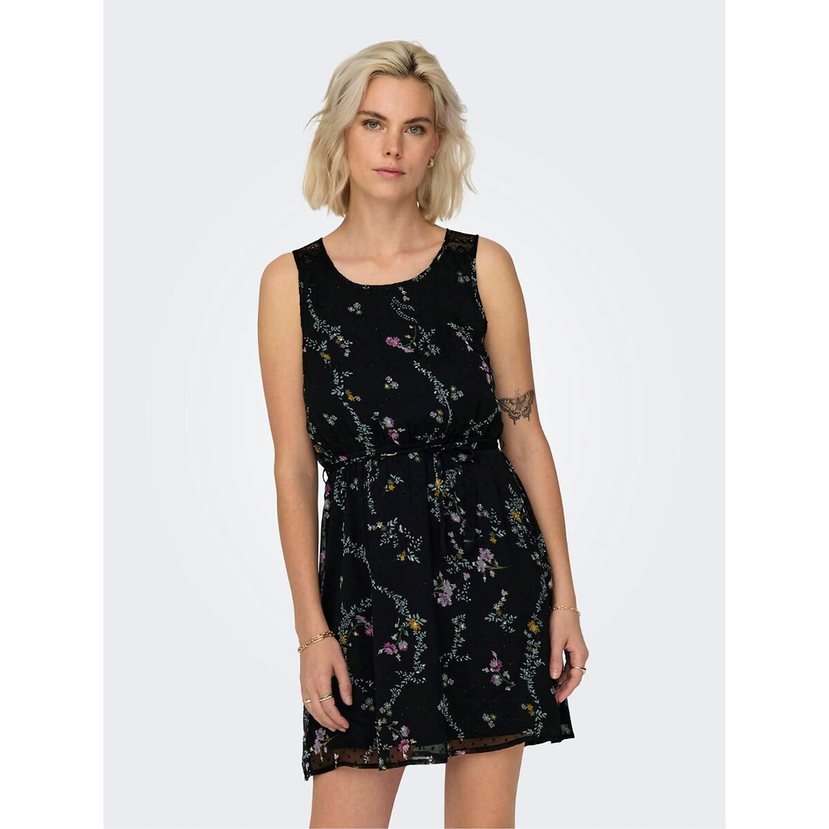 Printed mini dress, black, Only | La Redoute