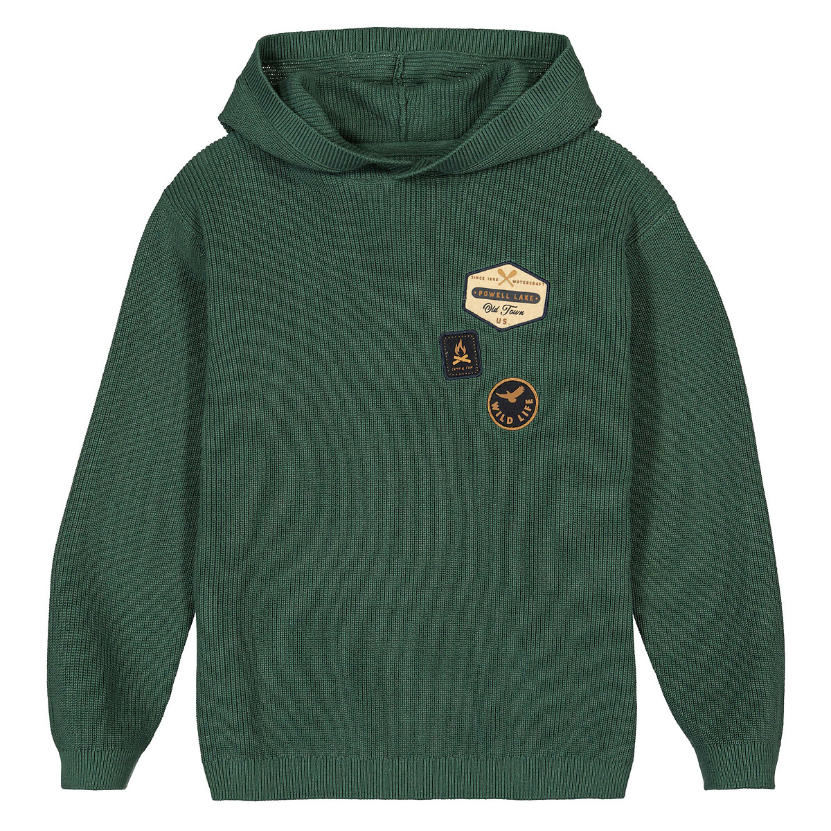 Organic Cotton Hoodie in Fine Knit with Badges
