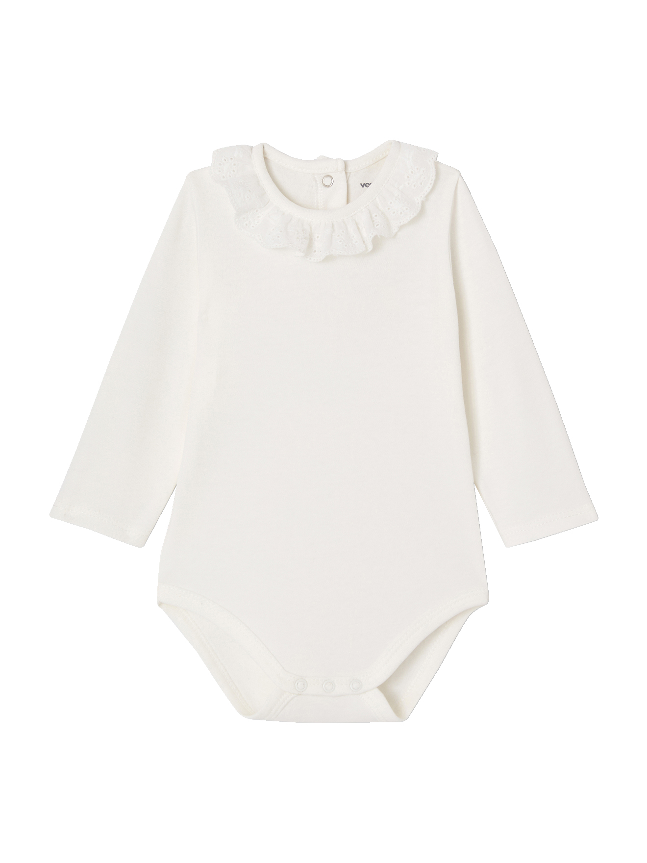 Body bébé col en broderie anglaise manches longues, VERTBAUDET