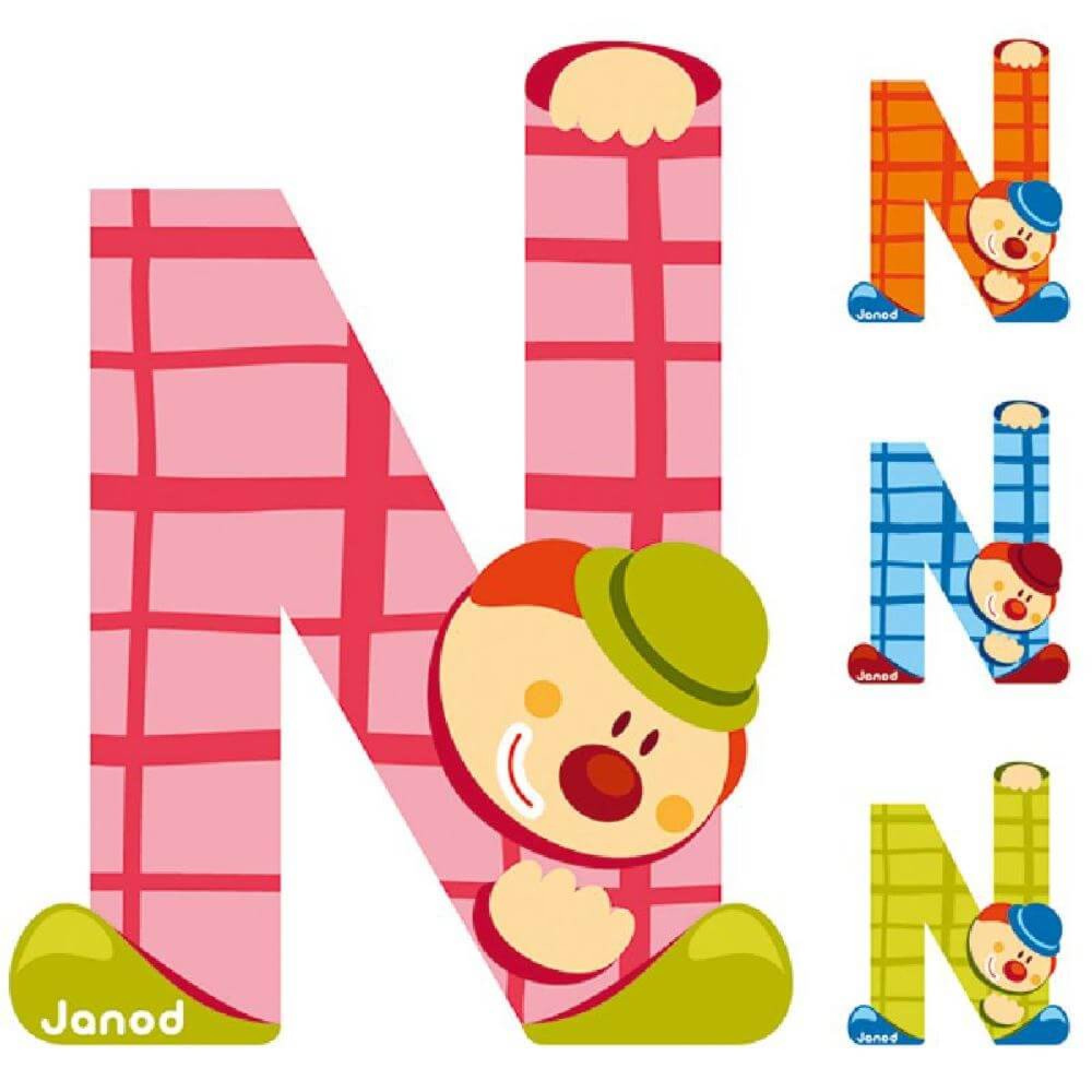 Lettre de l'alphabet Clown N, JANOD
