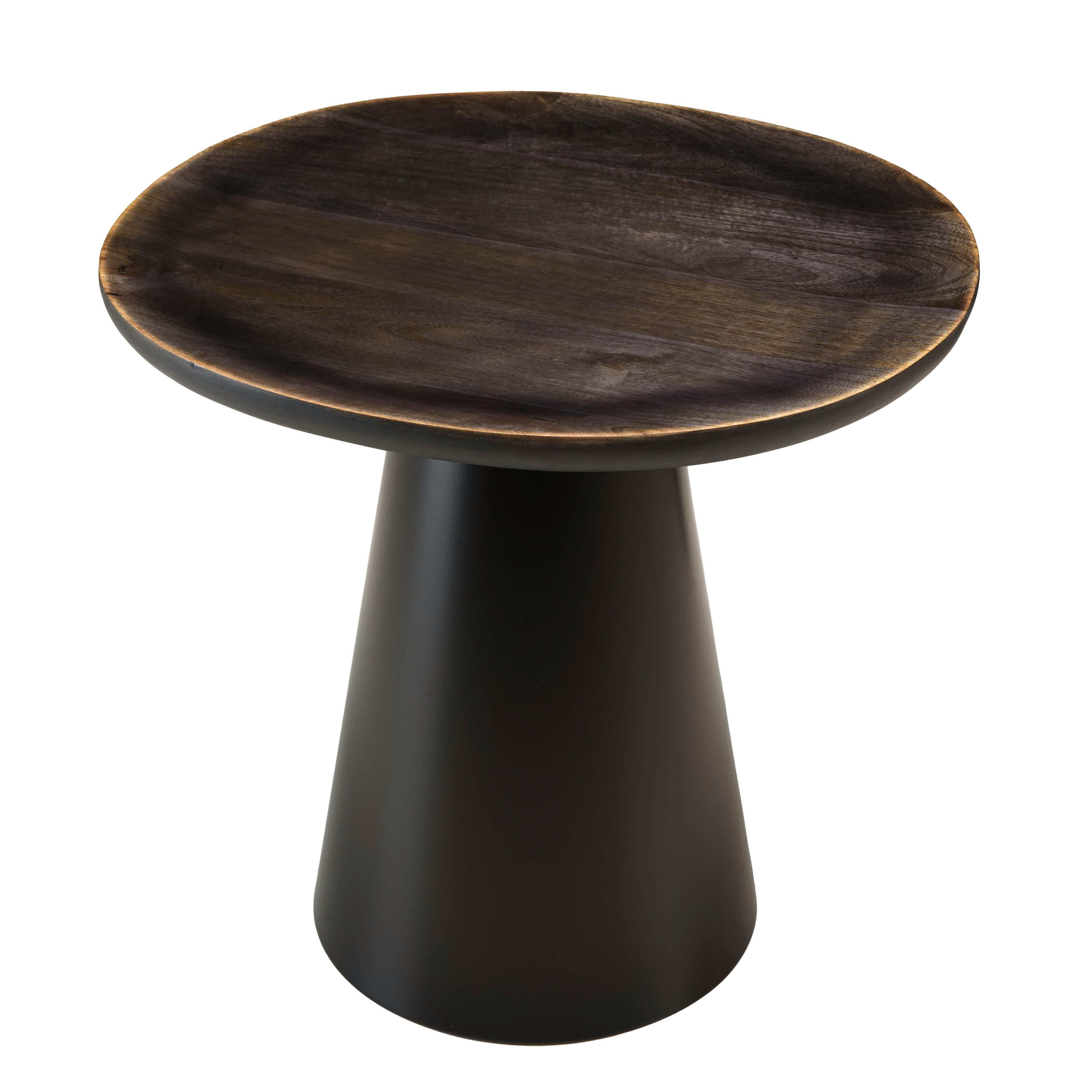 Table d'appoint 45 cm plateau en manguier émaillé pied métal TOSCA, PIER IMPORT