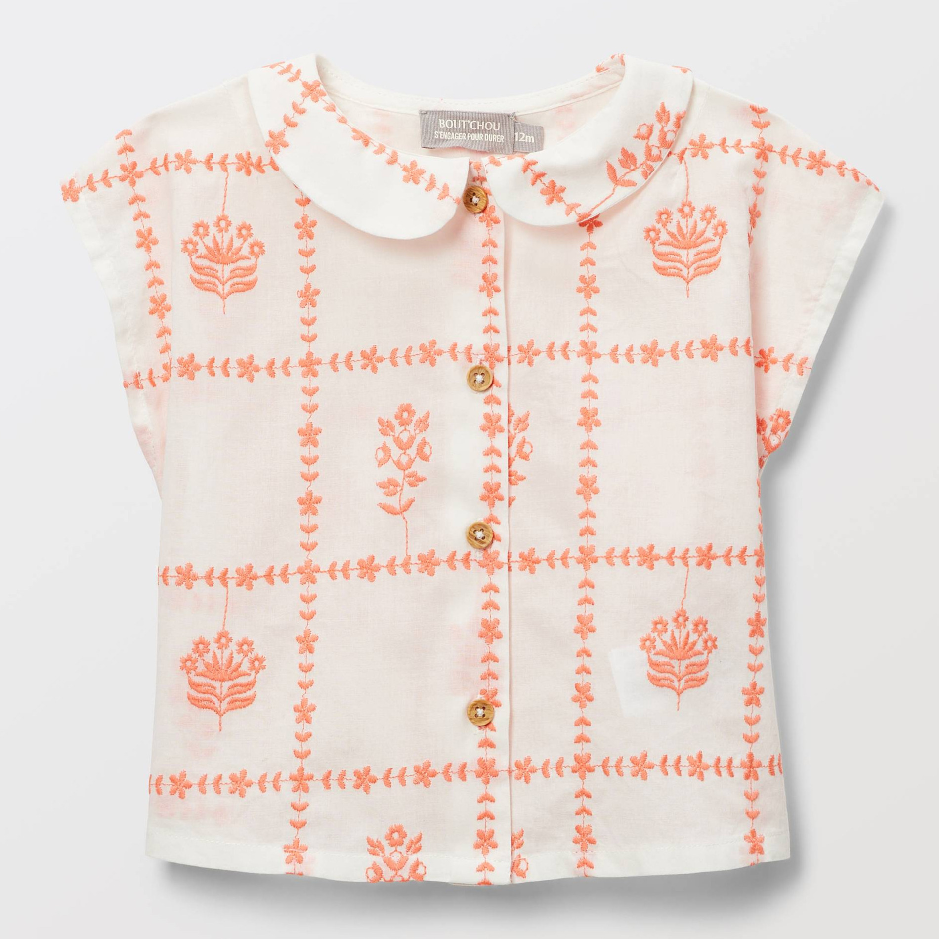 Chemise sans manches à carreaux brodée en coton, BOUT'CHOU