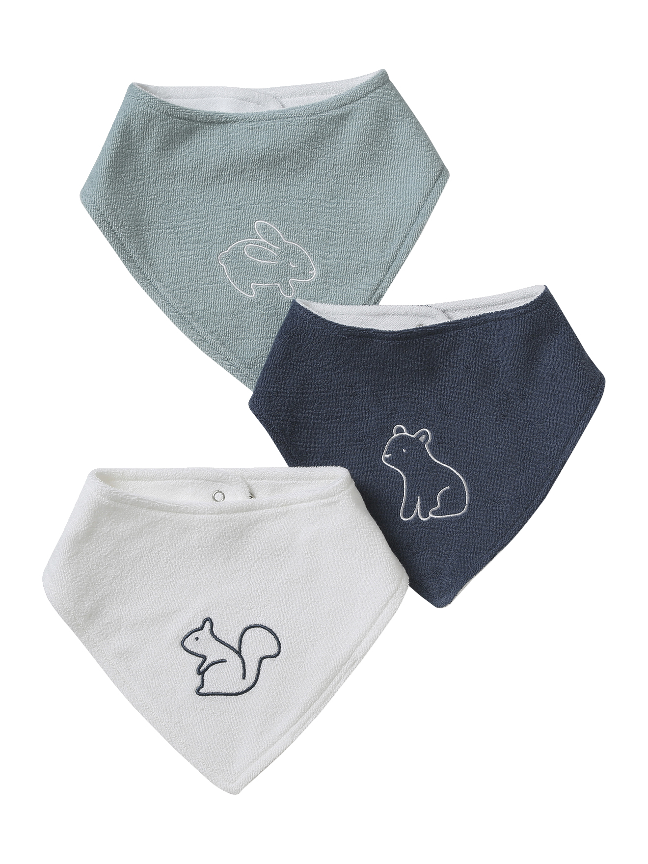 Lot de 3 bavoirs bandanas en éponge, VERTBAUDET
