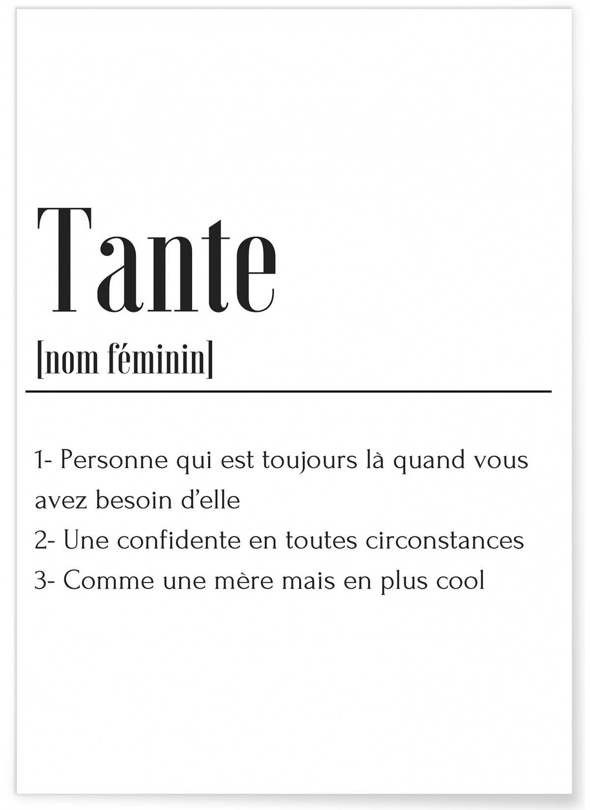 Affiche Définition Tante, L'AFFICHERIE