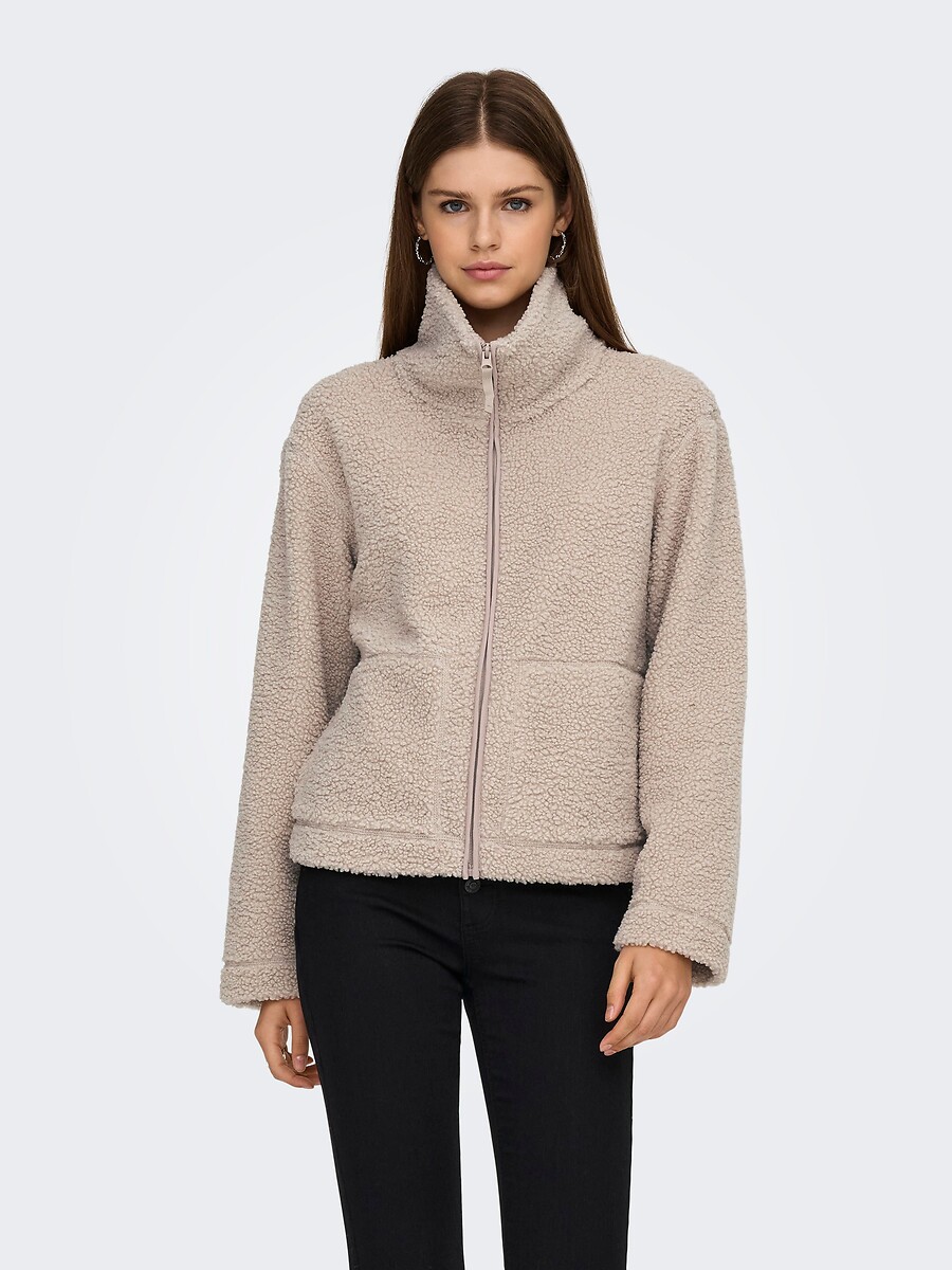 Chaqueta tipo sherpa con cremallera, ONLY