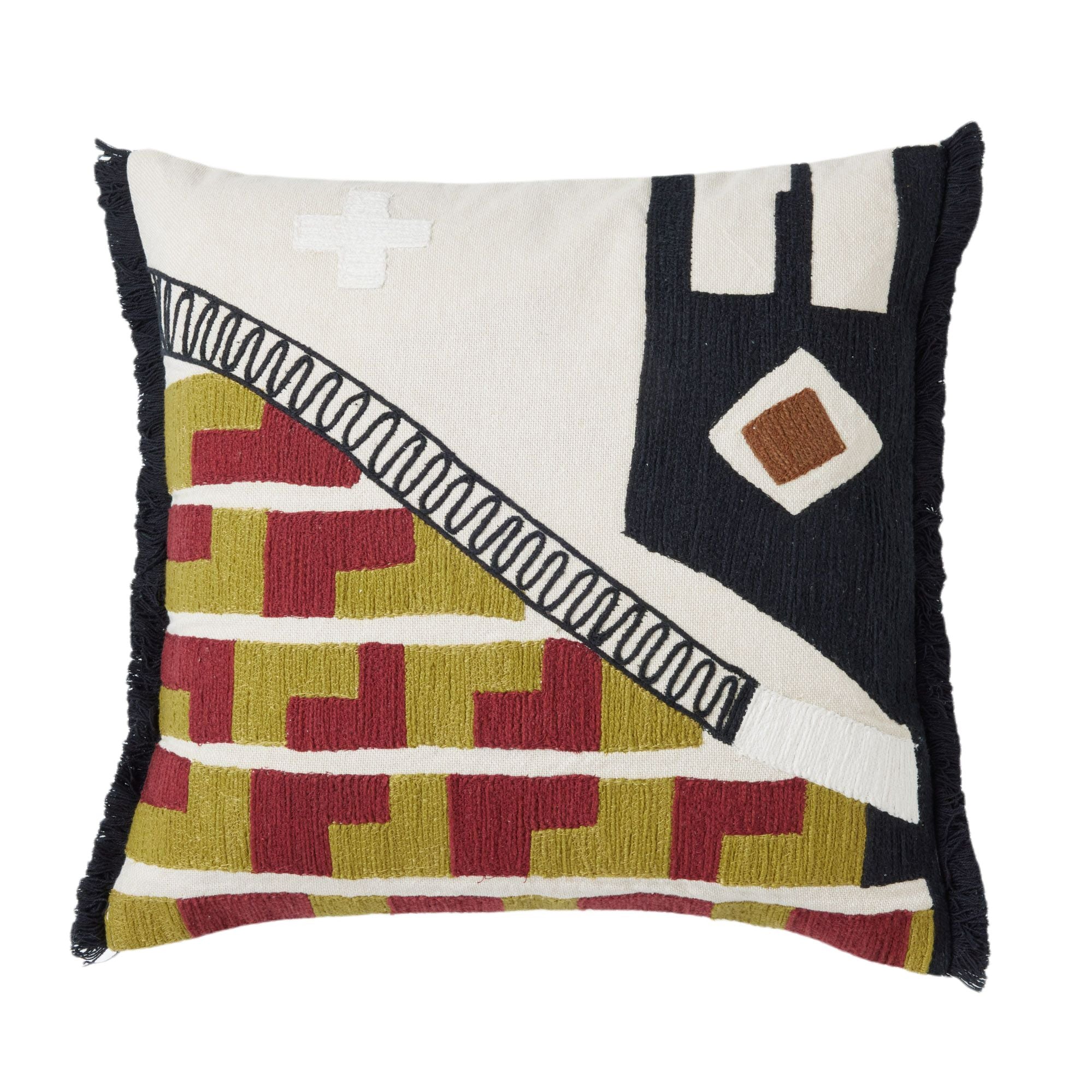 housse de coussin en Chambray de coton rebrodé CAYUTA, MADURA