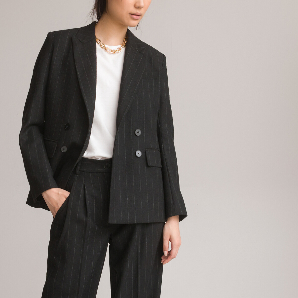 Striped cheap black blazer