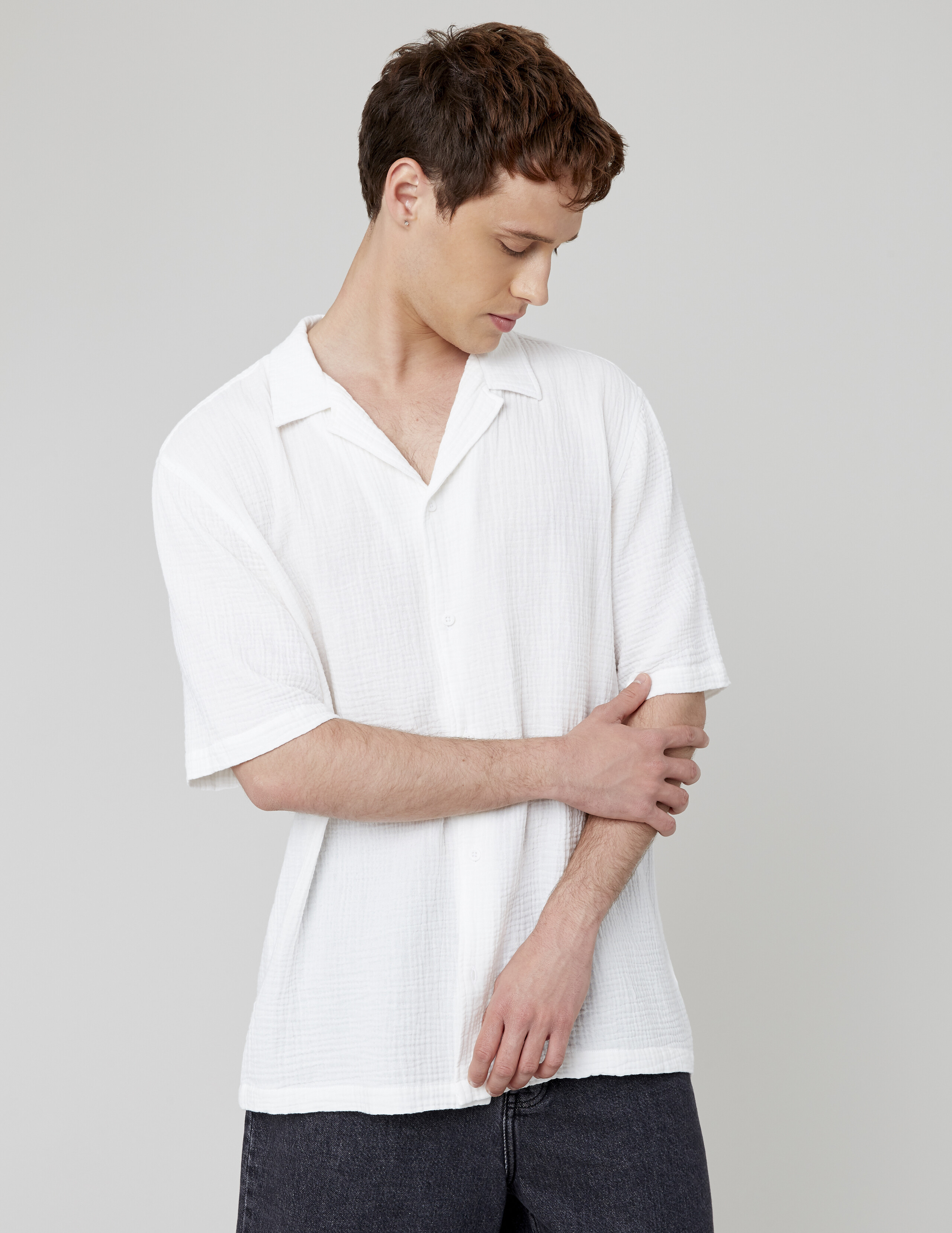 Chemise manches courtes gaze de coton, BZB
