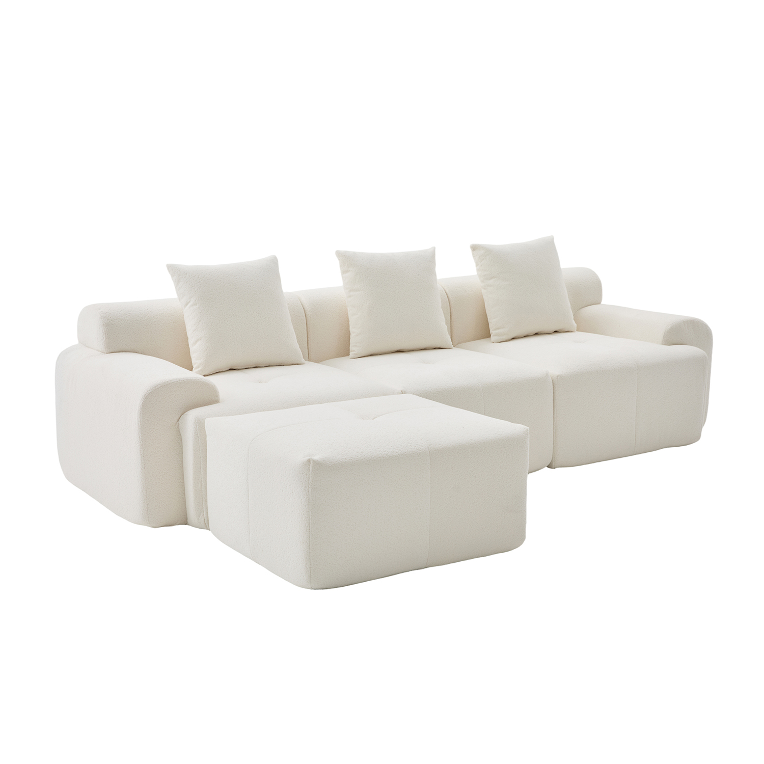 Canapé d'angle réversible compressé 3 places avec pouf, LANDIB, MEUBLES COSY