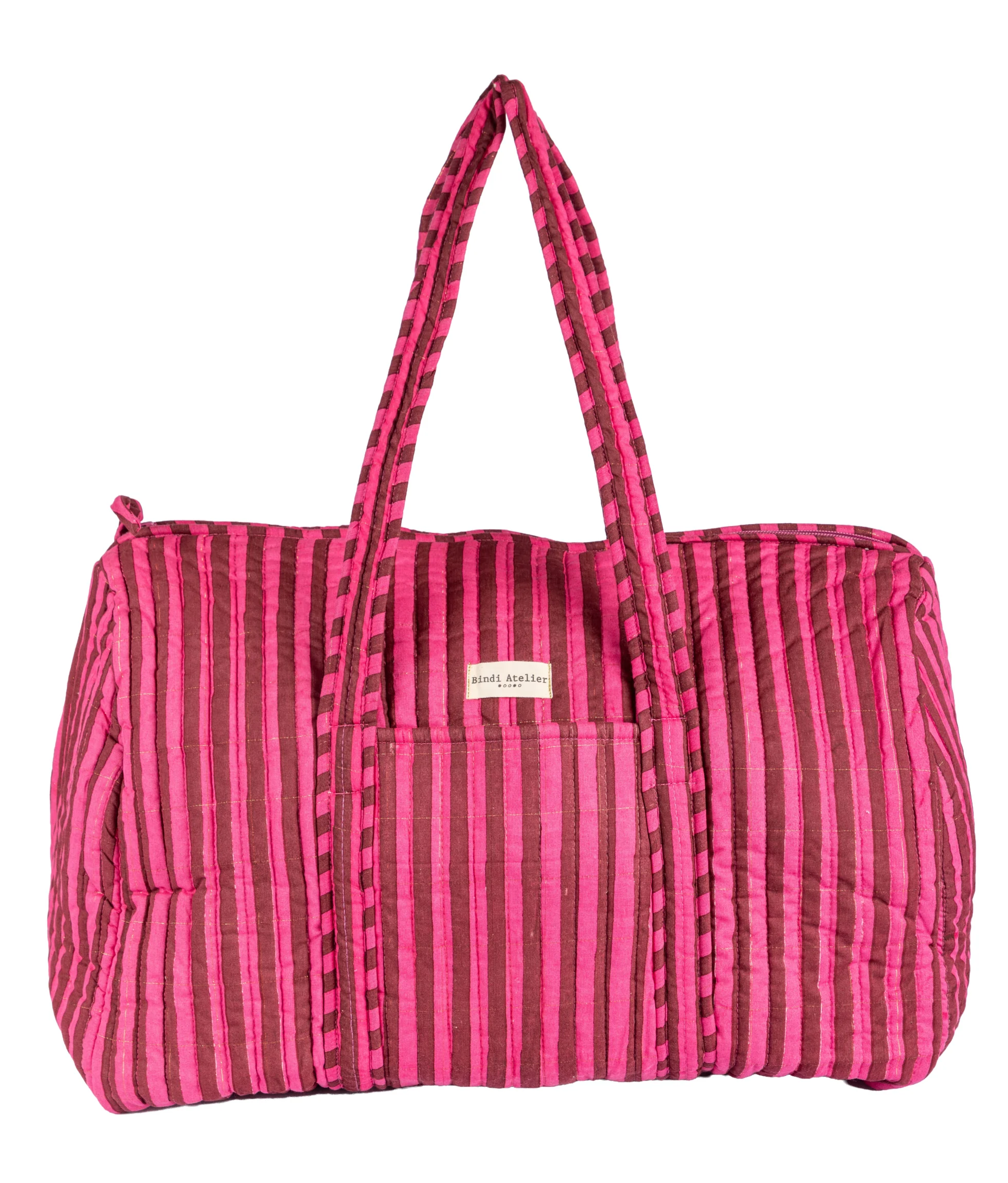Sac weekend en coton matelassé Stripes, BINDI ATELIER