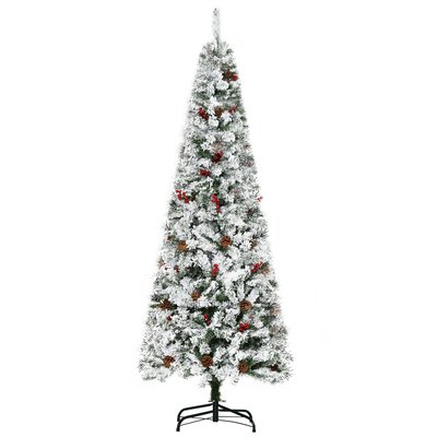 Sapin de Noël artificiel branches enneigées 600 branches avec décorations HOMCOM