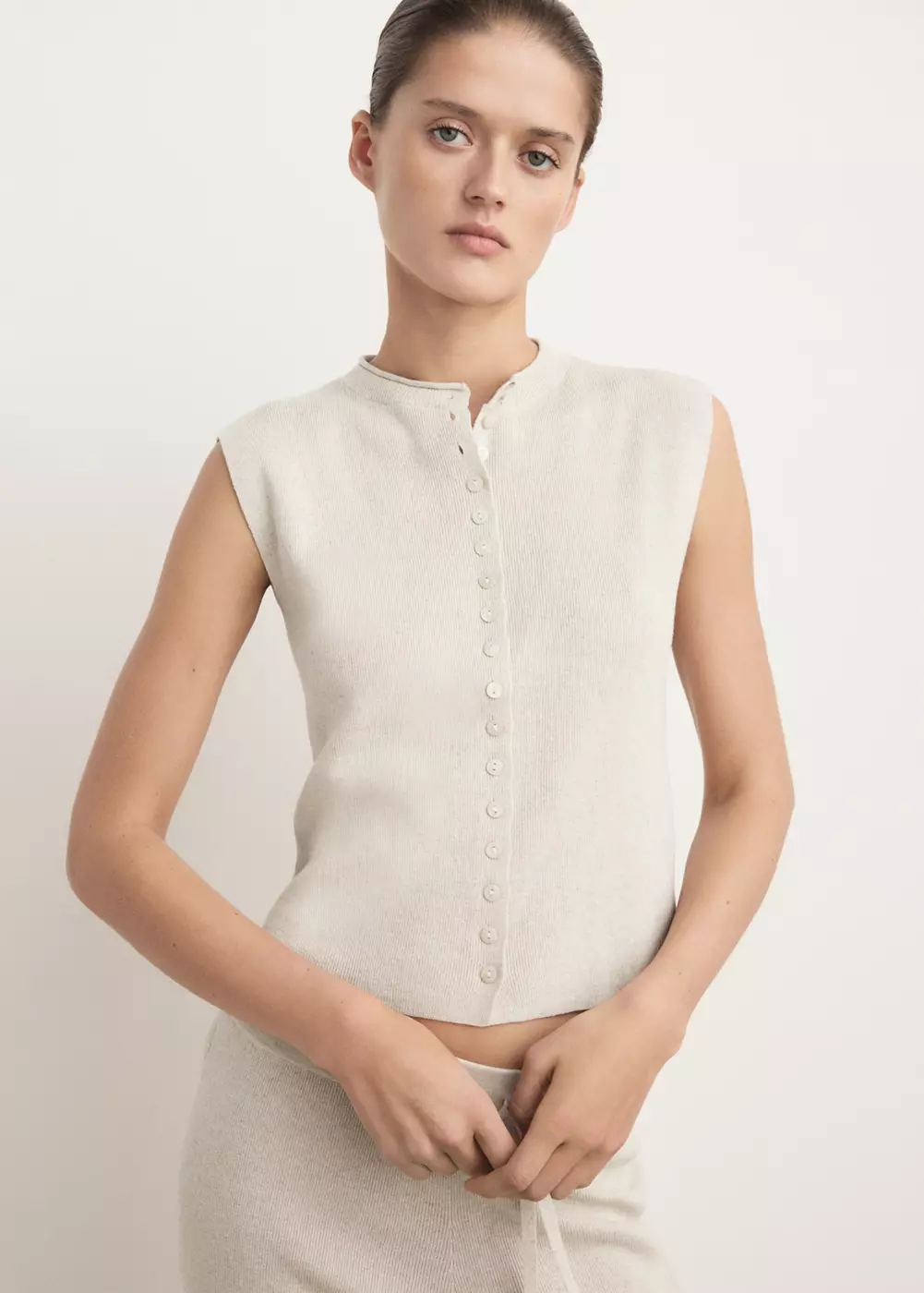 Short-sleeved knitted cardigan, MANGO