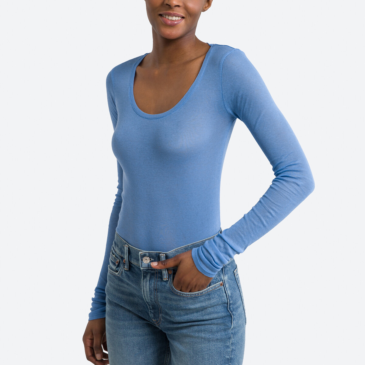 massachusetts organic cotton t-shirt with scoop neck and long sleeves