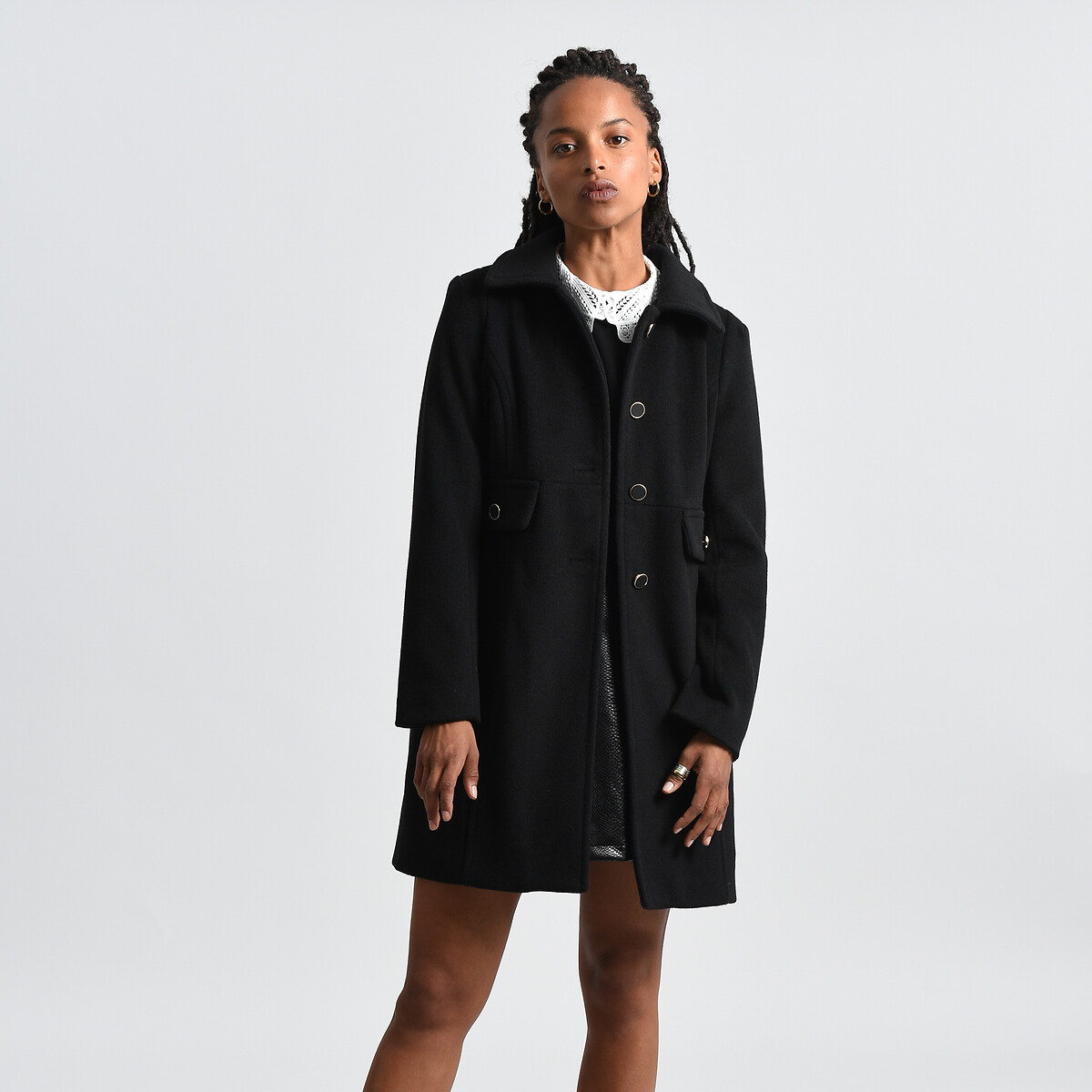 inhalen Veranderlijk Beschikbaar Halflange jas met knoopsluiting zwart Molly Bracken | La Redoute