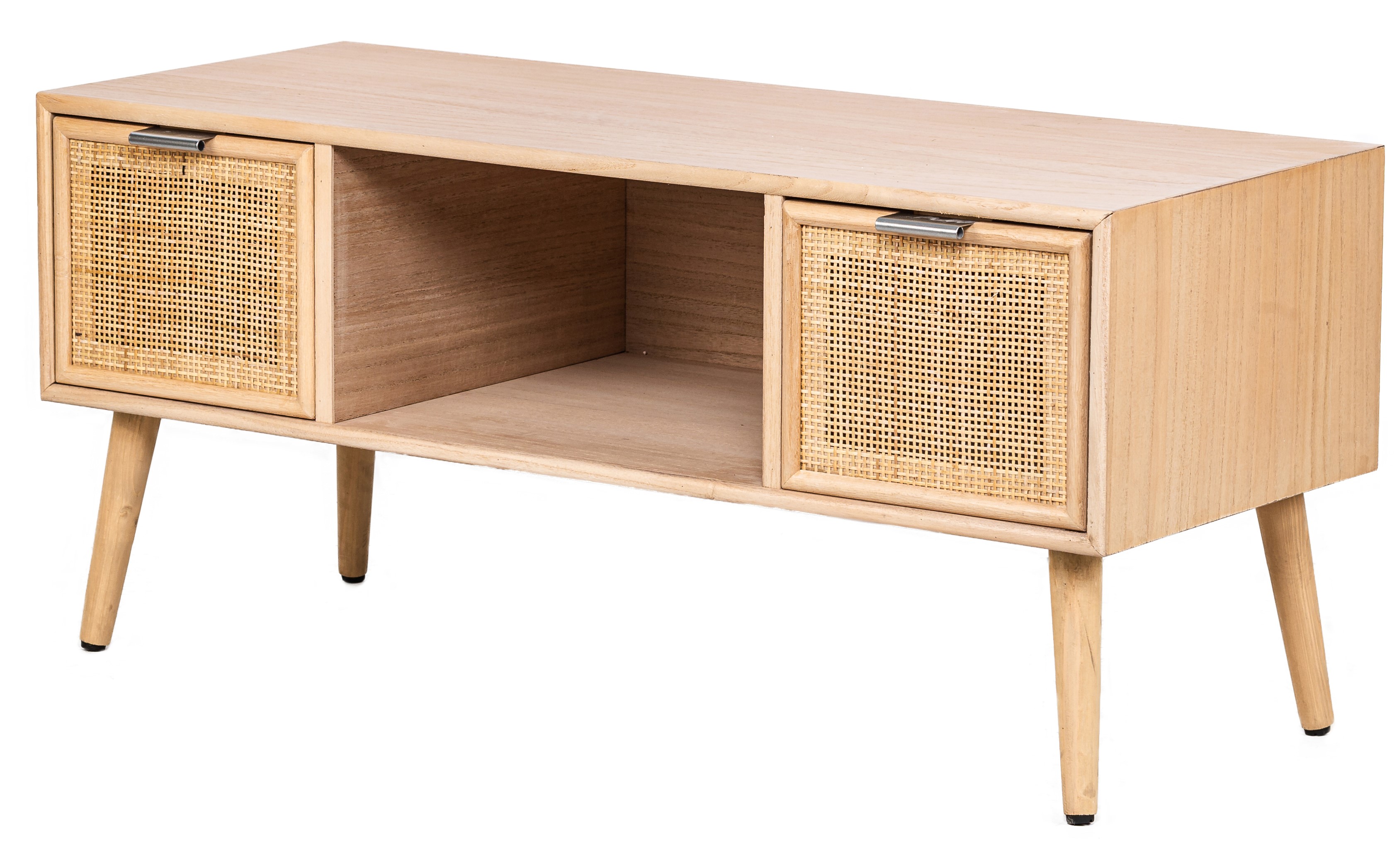 Meuble TV 2 tiroirs, bois et rotin, AKITA, NORDLYS