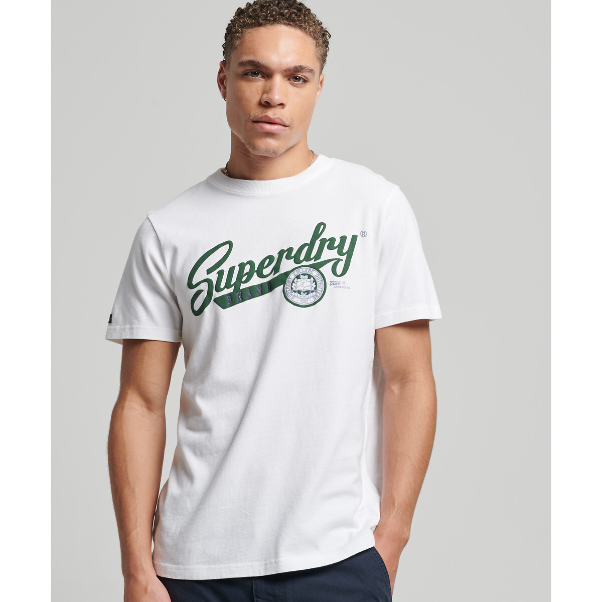 logo print cotton t-shirt with short sleeves and crew neck