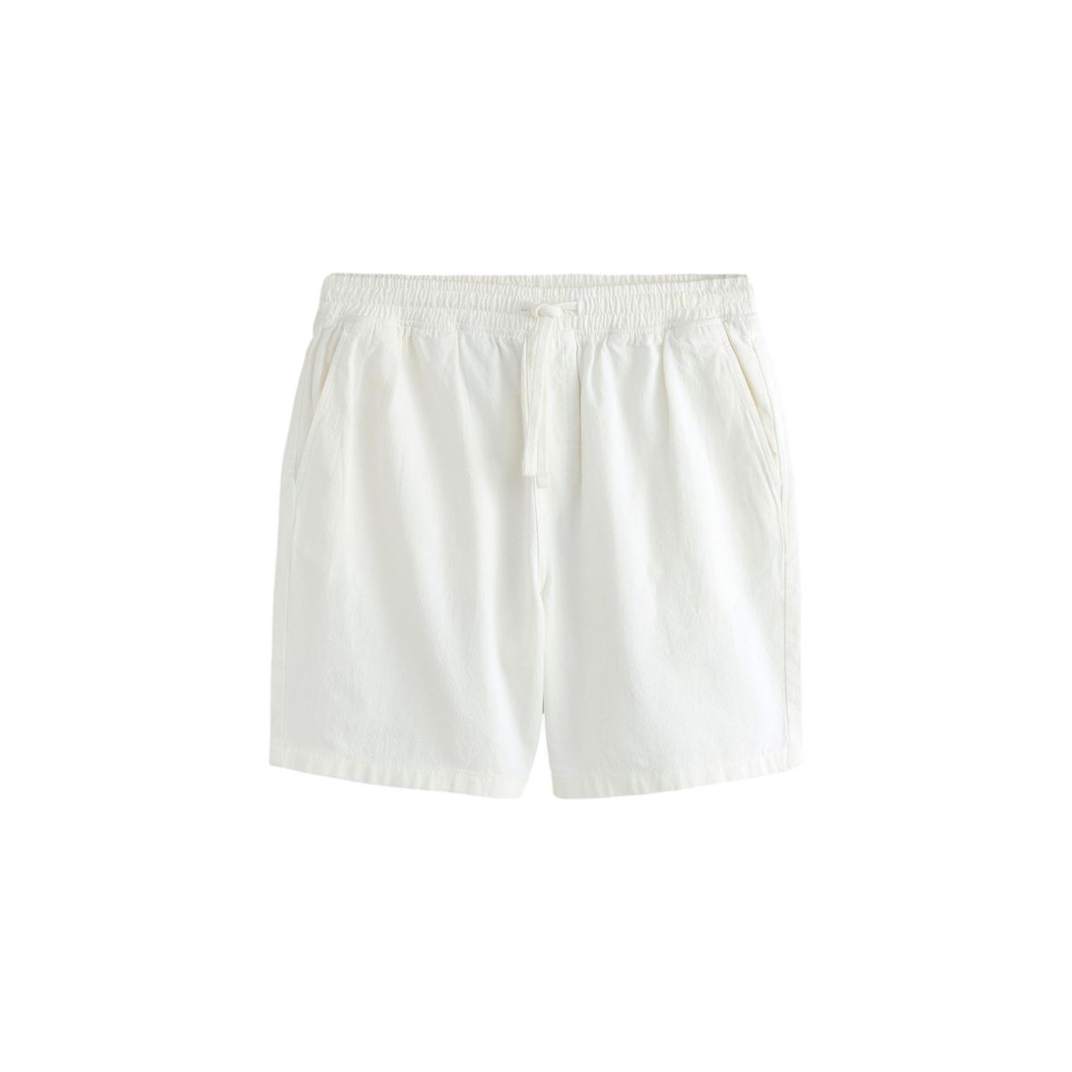 Short texturé en coton et lin à cordon, NEXT