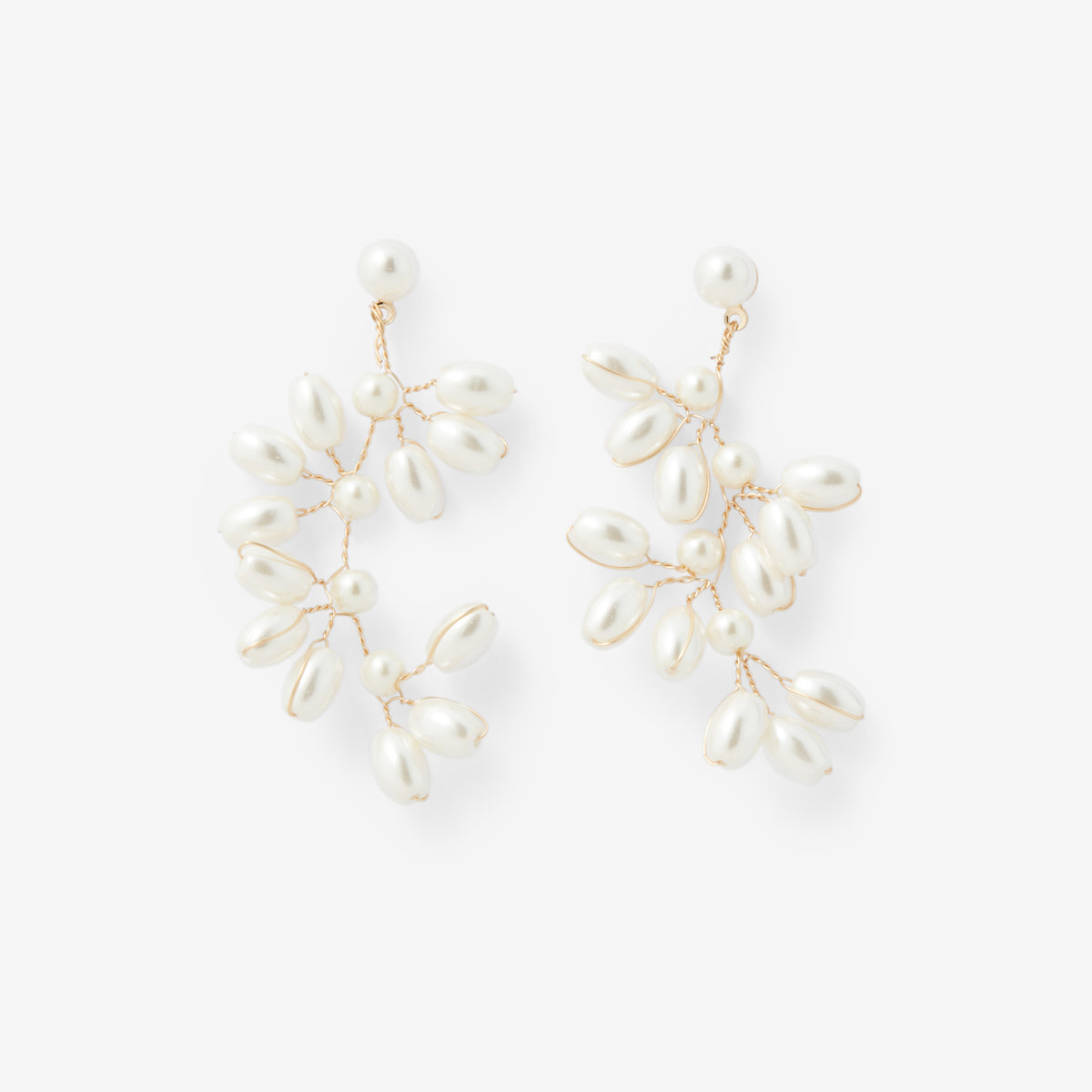 Boucles d'oreilles grappe de perles blanches, BALABOOSTE