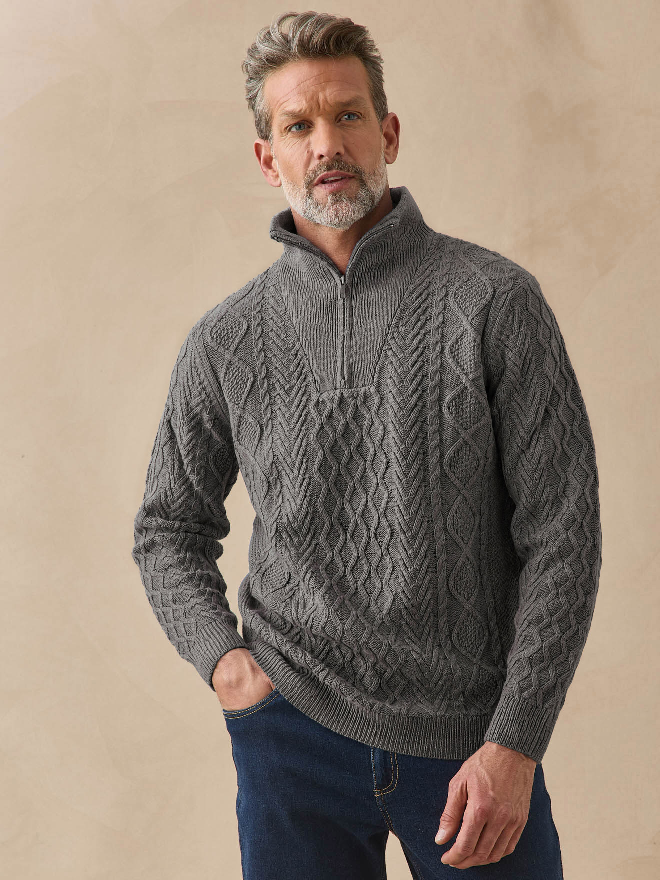 Pull camionneur zippé avec laine, DAXON