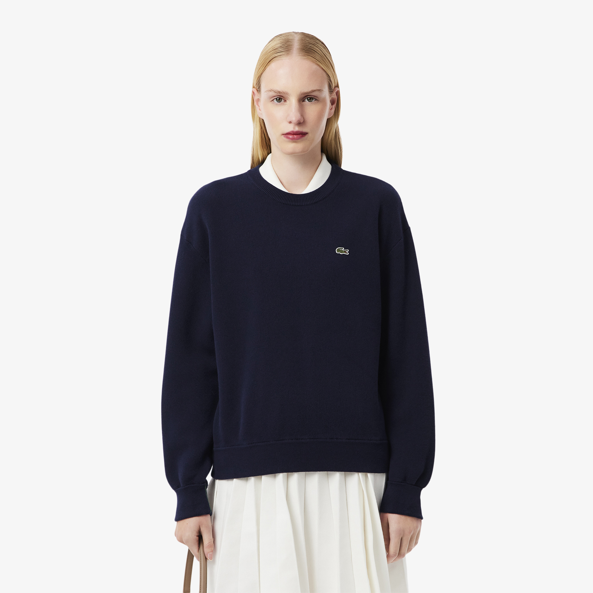 Pull relaxed fit col rond coton, LACOSTE