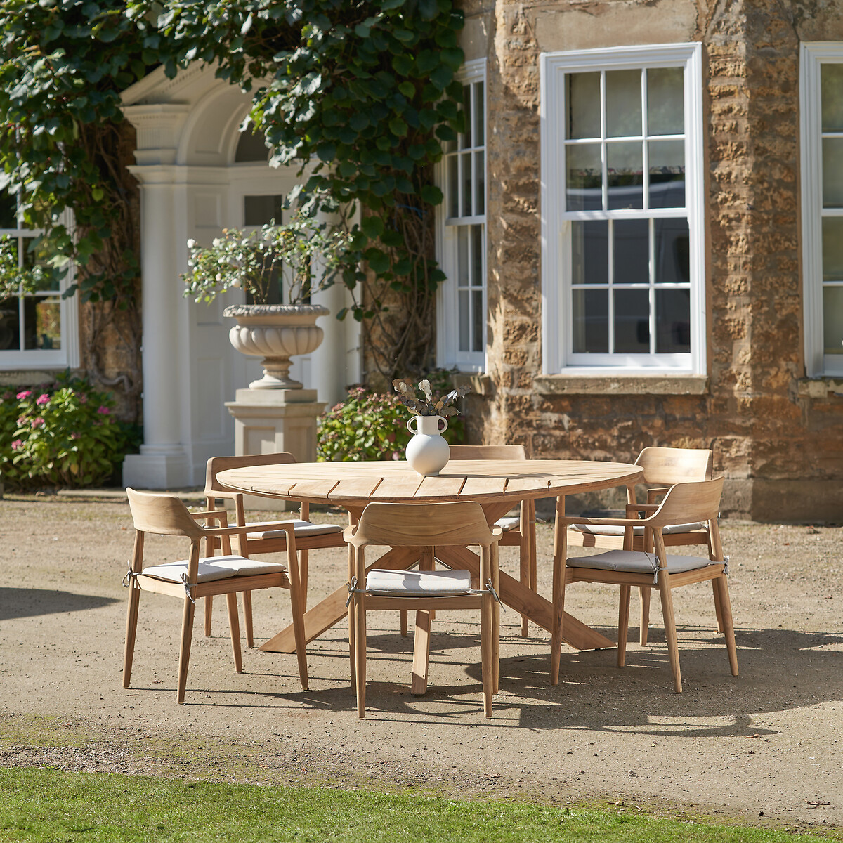 Salita Teak Wood 6 Seater Patio Dining Set, SO'HOME