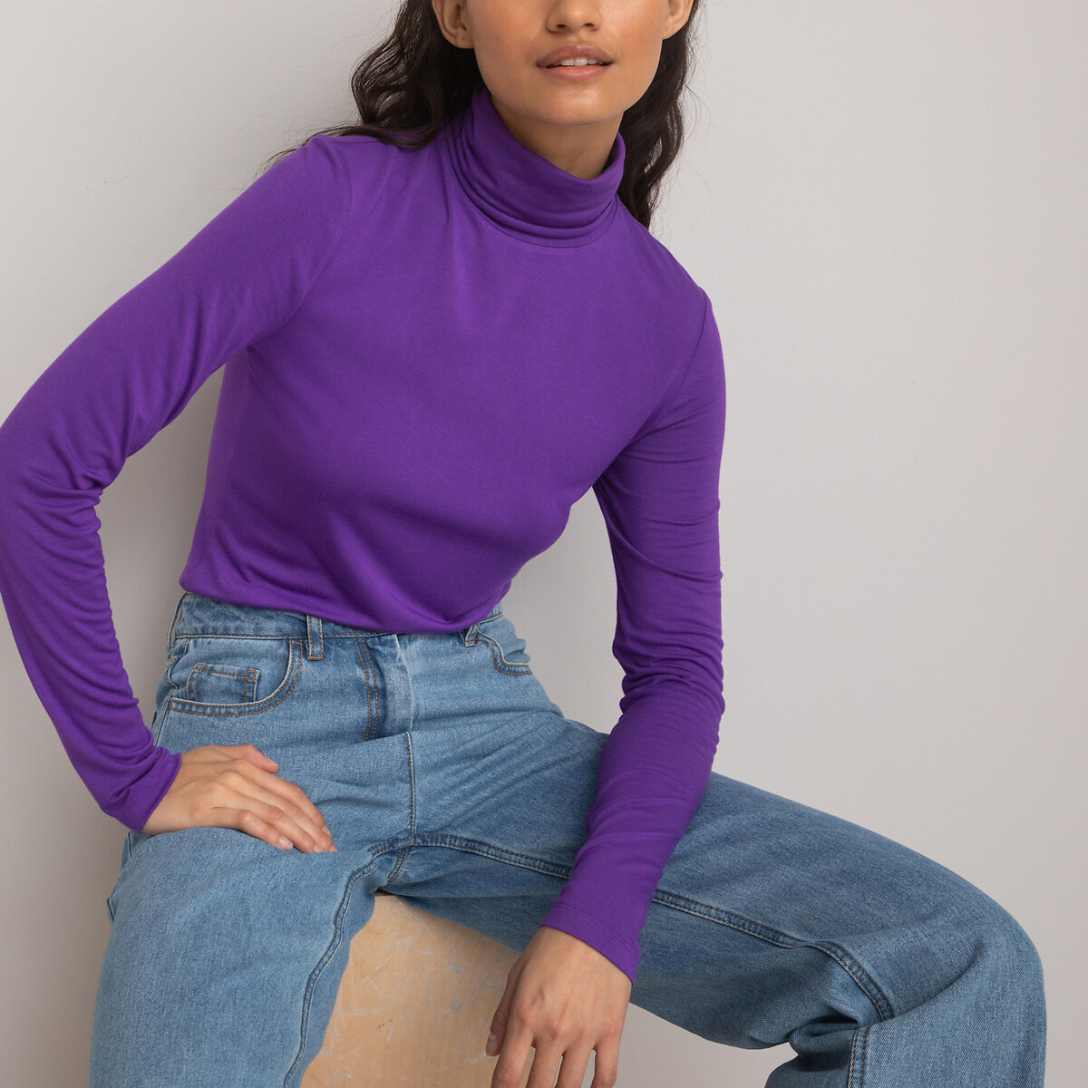 Long sleeve turtleneck t-shirt, purple, La Redoute Collections