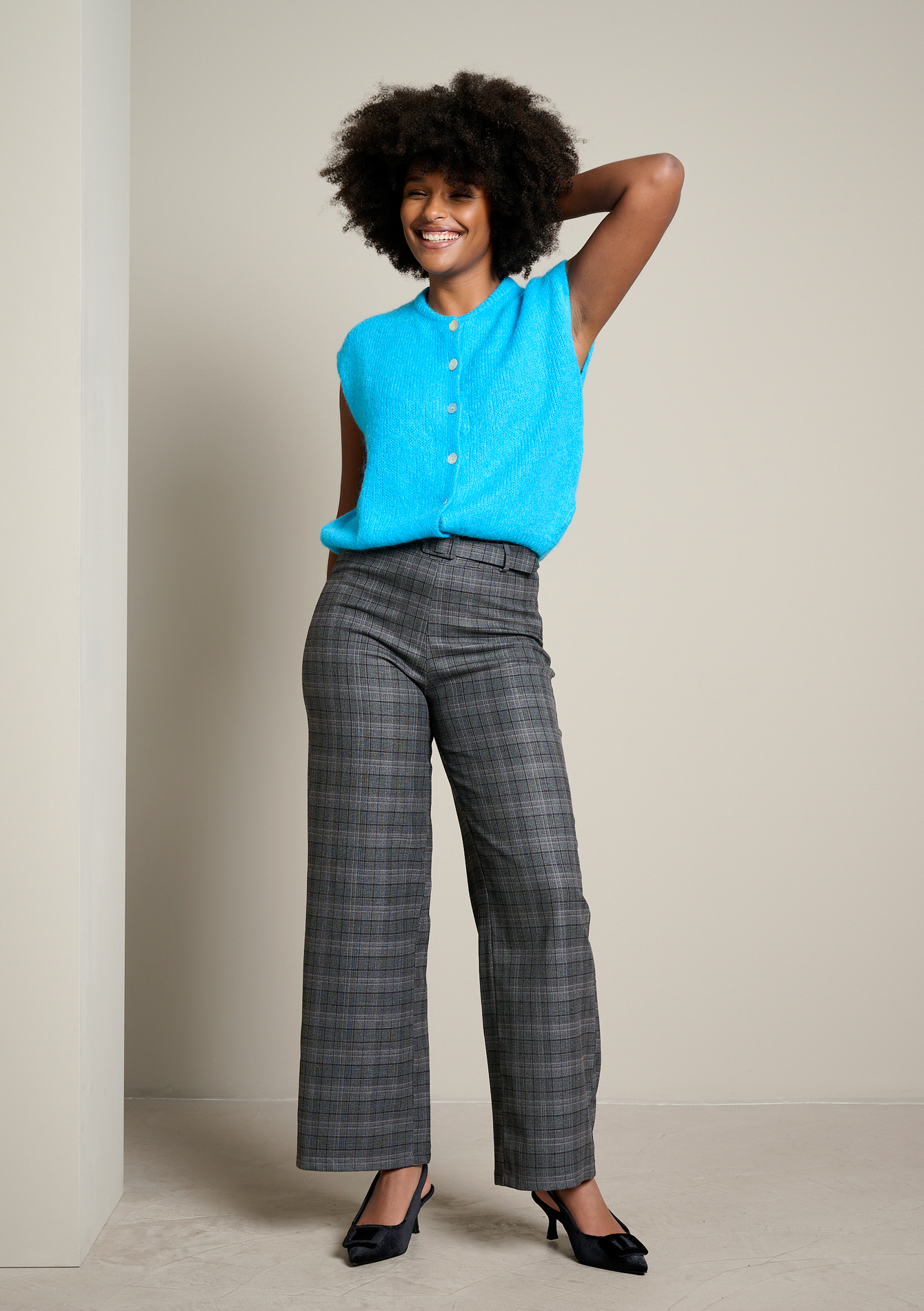 Pantalon droit à carreaux, LOLALIZA