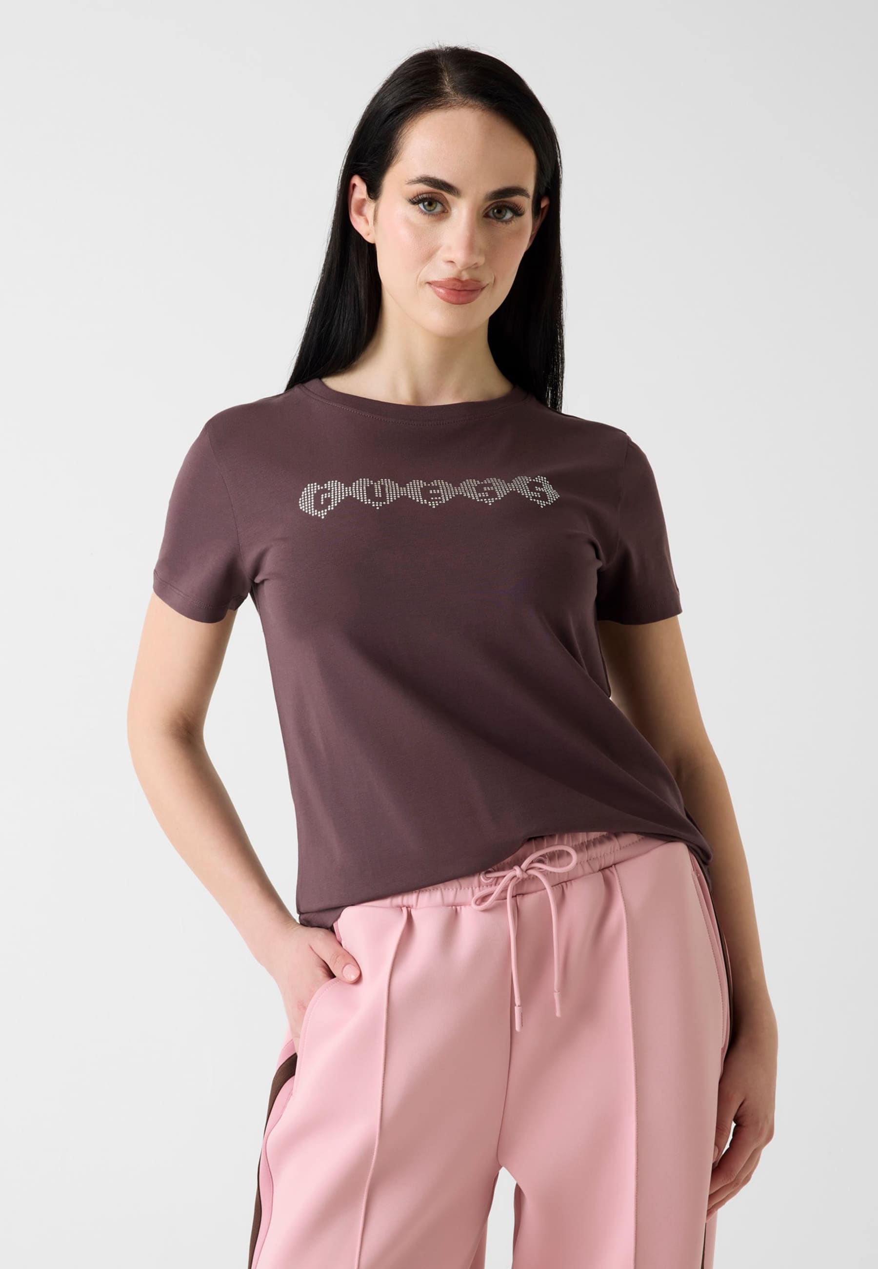 T-Shirt Avec Logo En Strass, GUESS