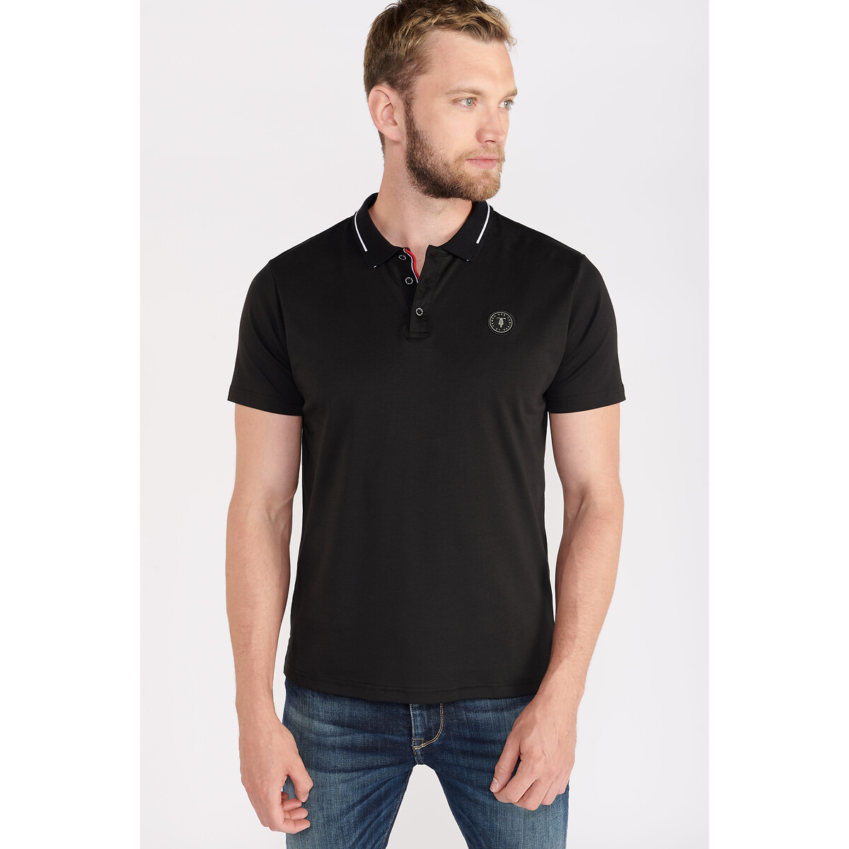 Aron Cotton Polo Shirt with Tipped Collar and Short Sleeves