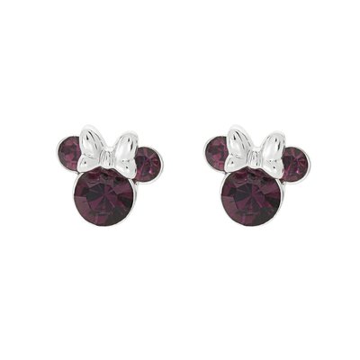 Minnie Silver Plated February Birthstone Stud Earrings DISNEY