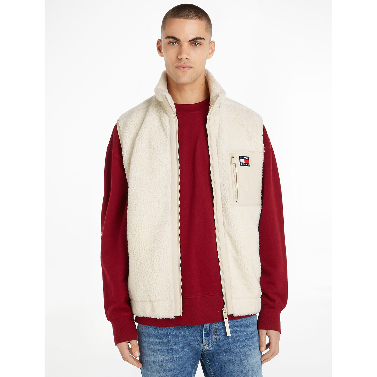 Polaire bi mati re sans manches Tommy Jeans ecru La Redoute