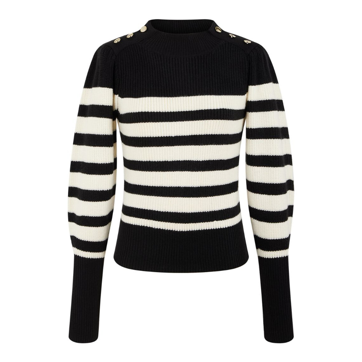 Image of Breton Striped Jumper with Balloon Sleeves