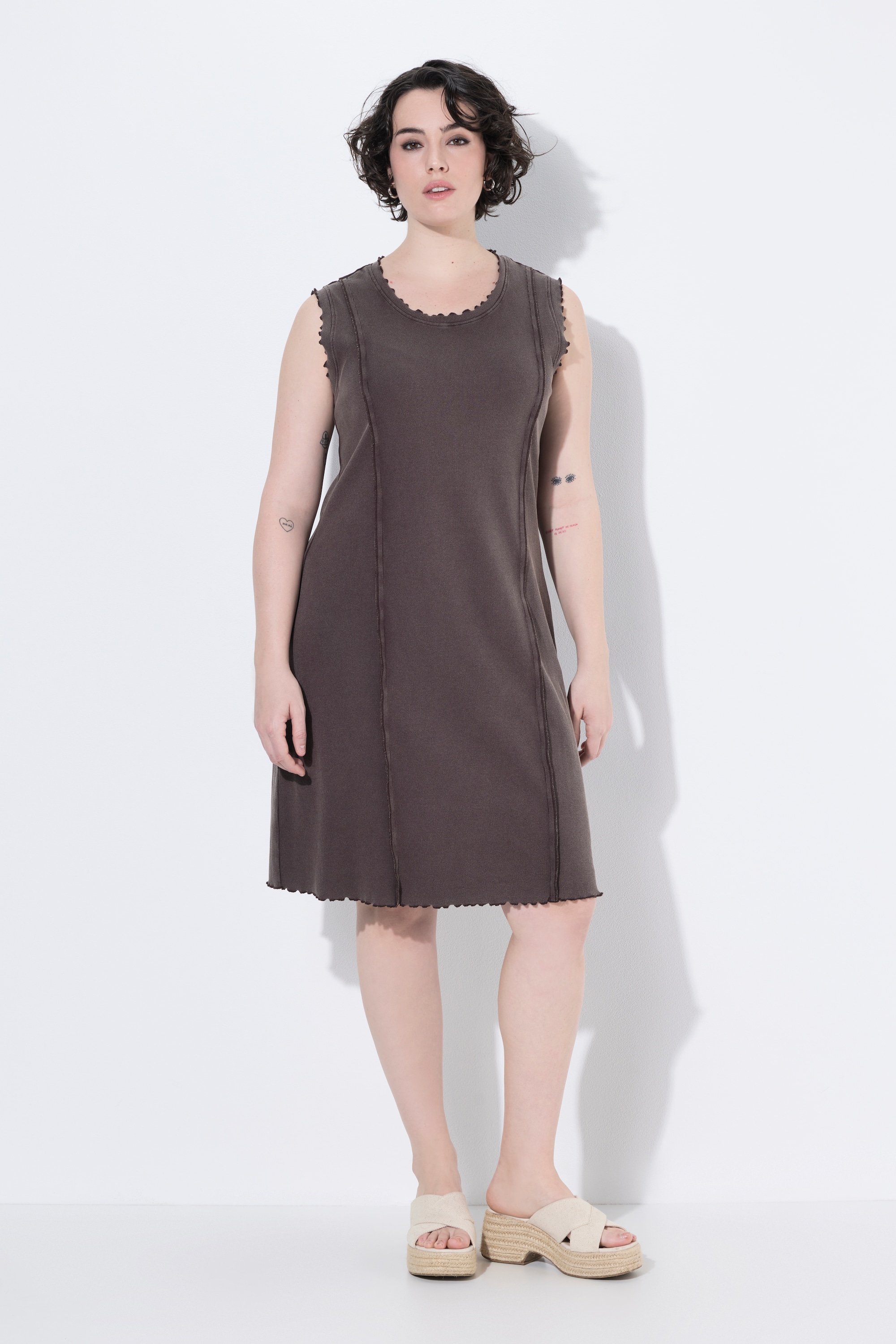 Robe en jersey côtélé, modèle sans manches, ULLA POPKEN